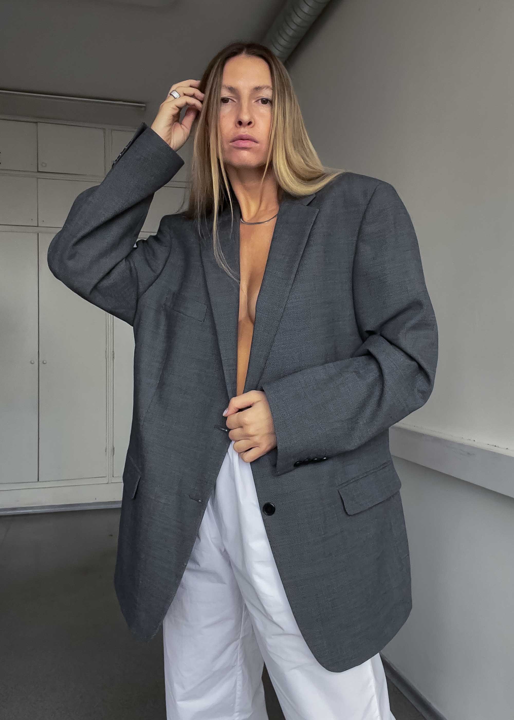 Vintage Grey Oversized Blazer