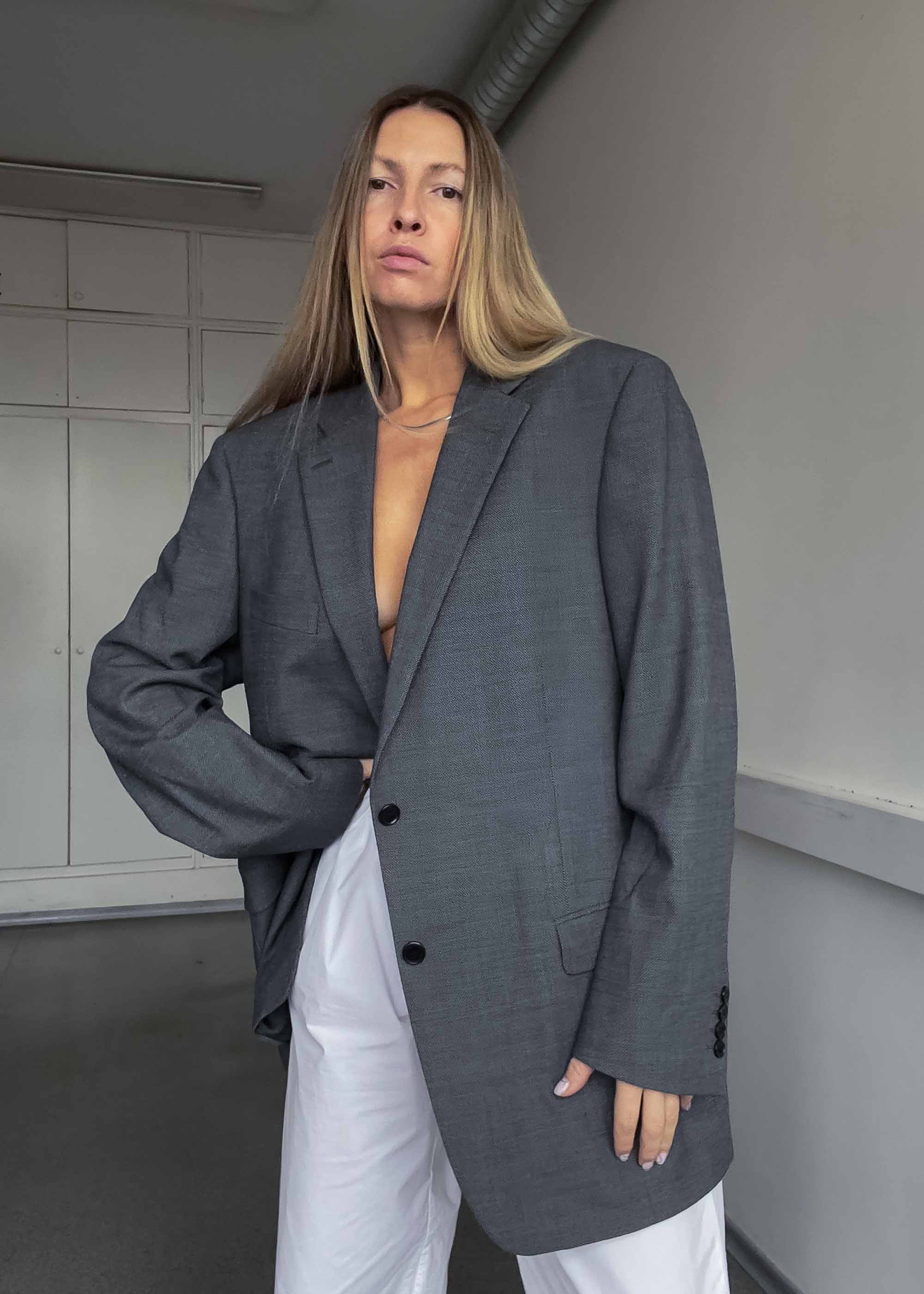 Vintage Grey Oversized Blazer
