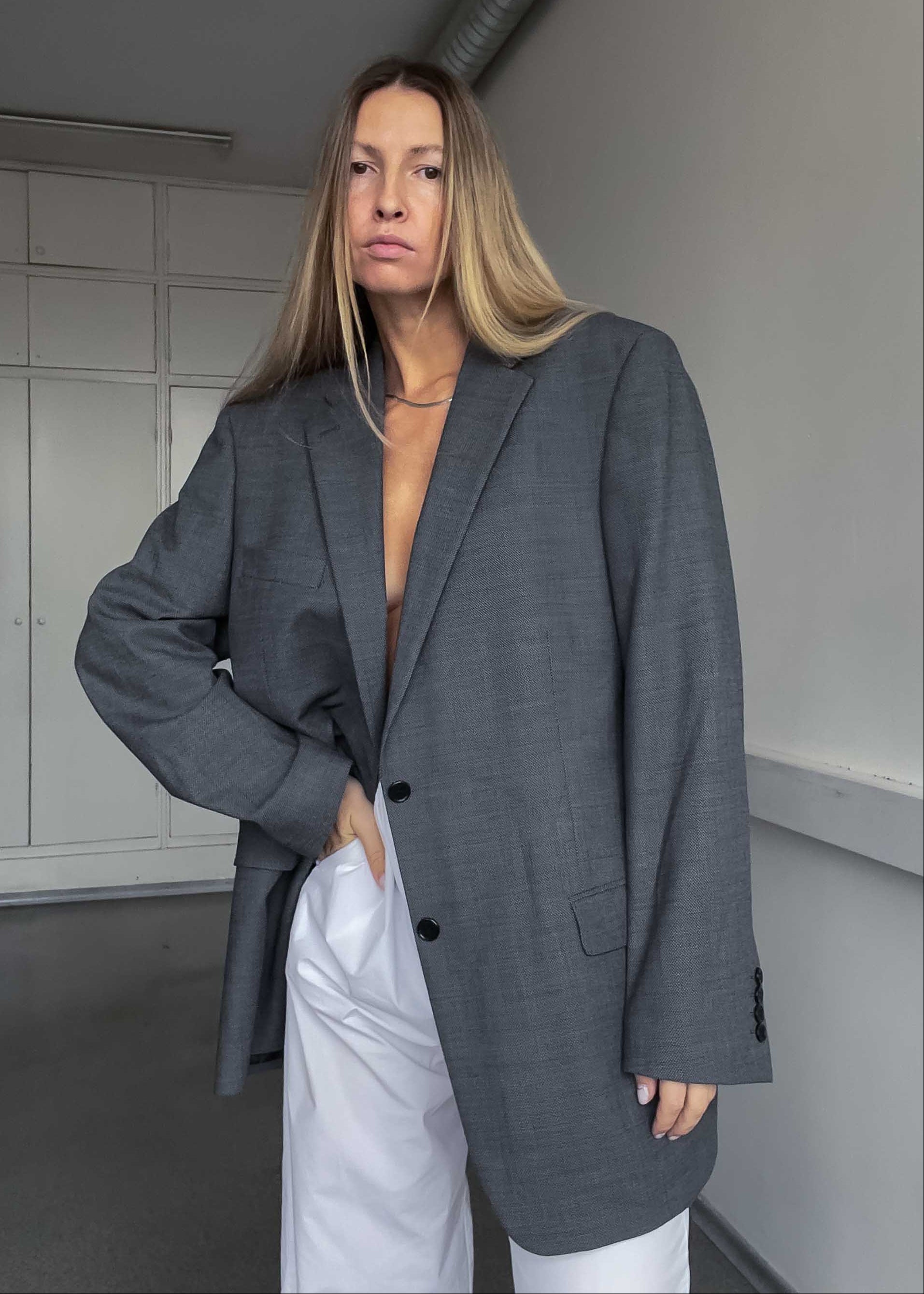 Vintage Grey Oversized Blazer