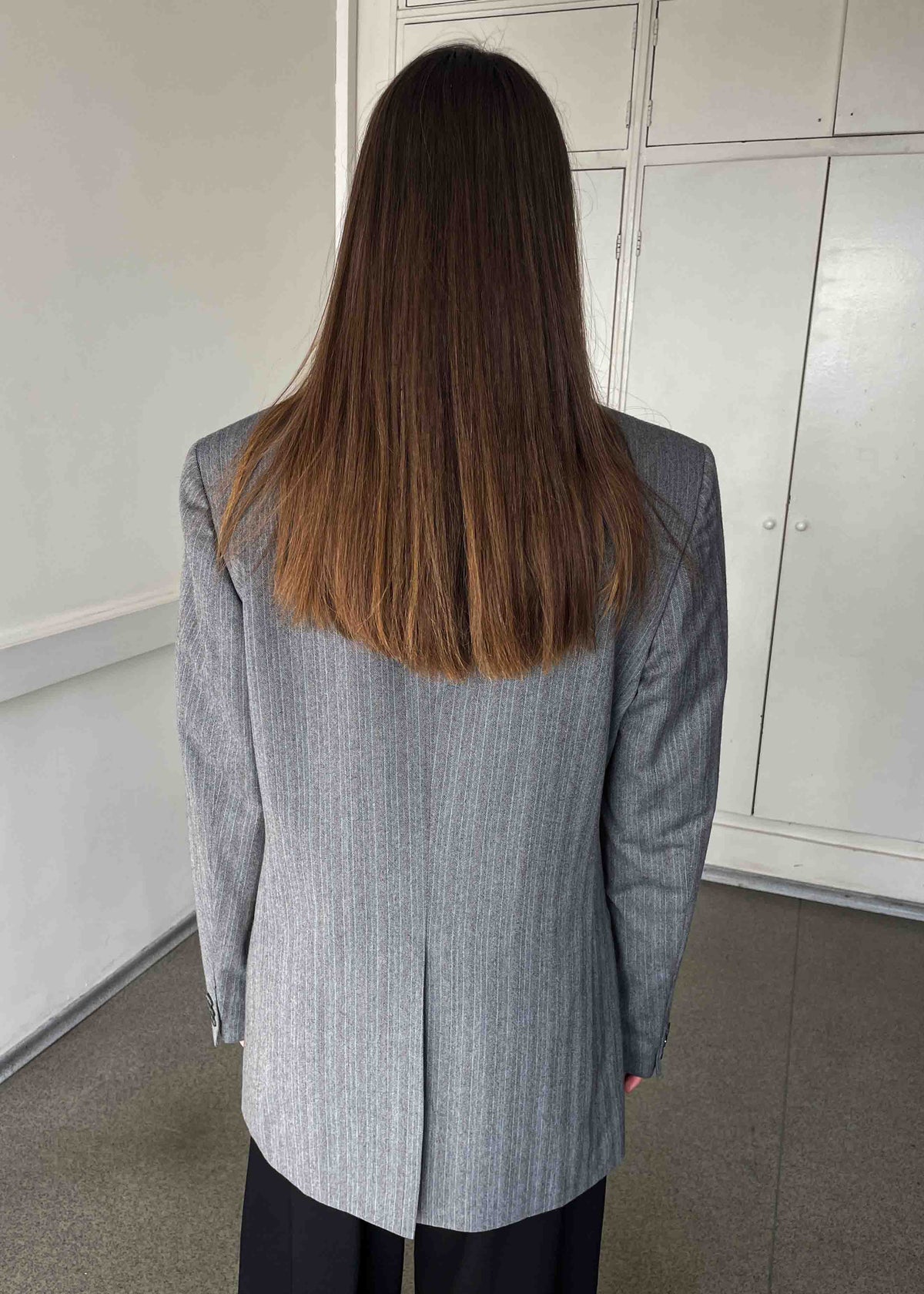 Vintage Grey Striped Oversized Blazer