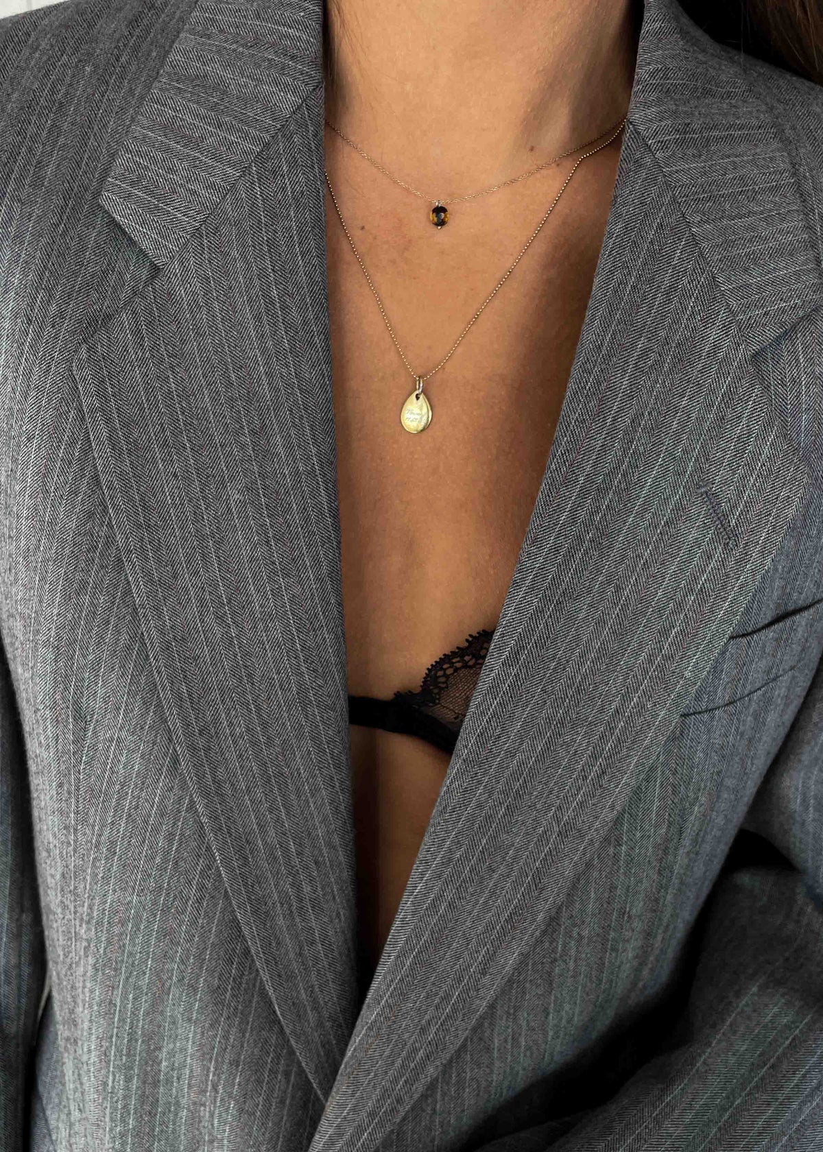 Vintage Grey Striped Oversized Blazer