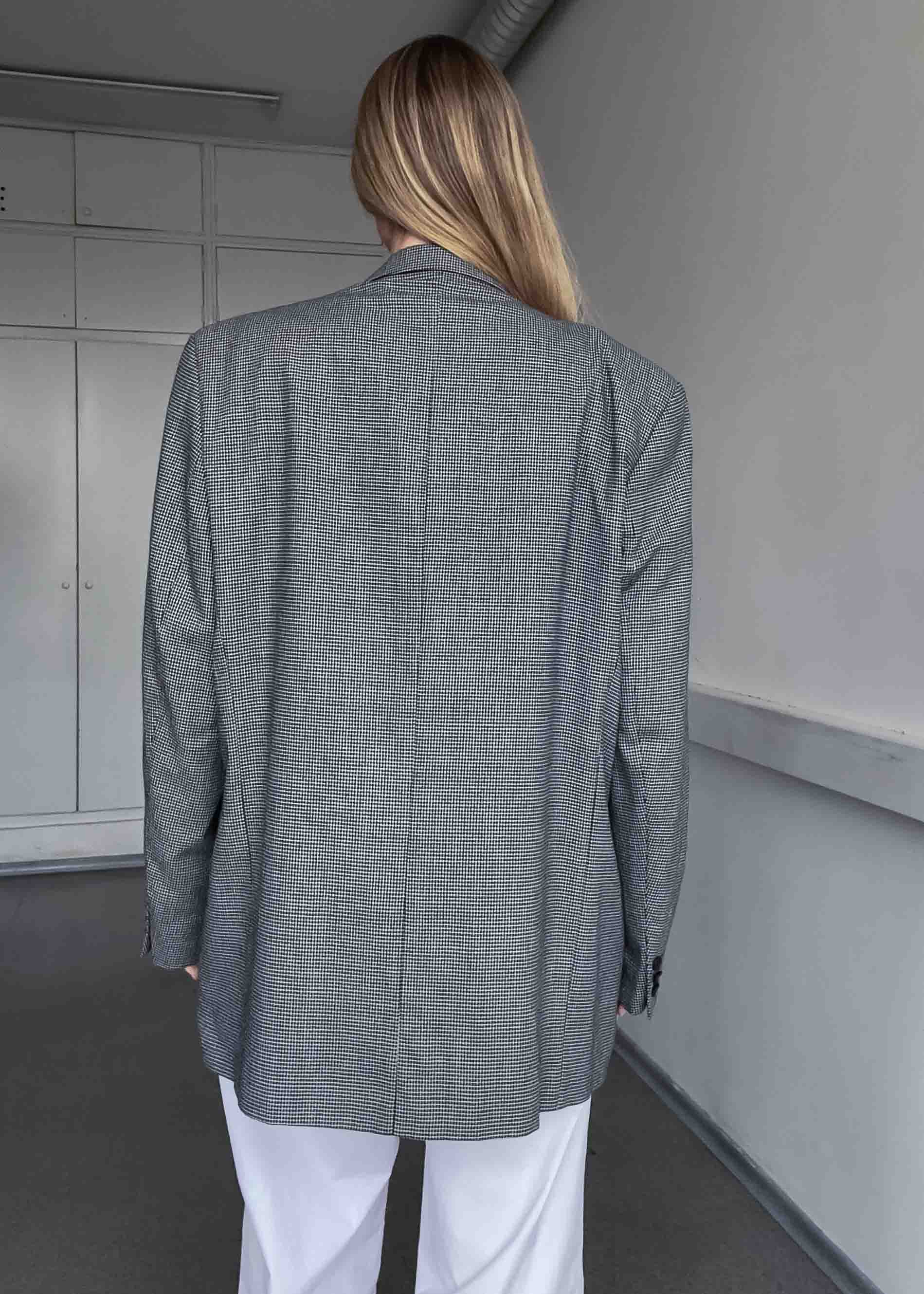 Vintage Black & White Checked Oversized Blazer