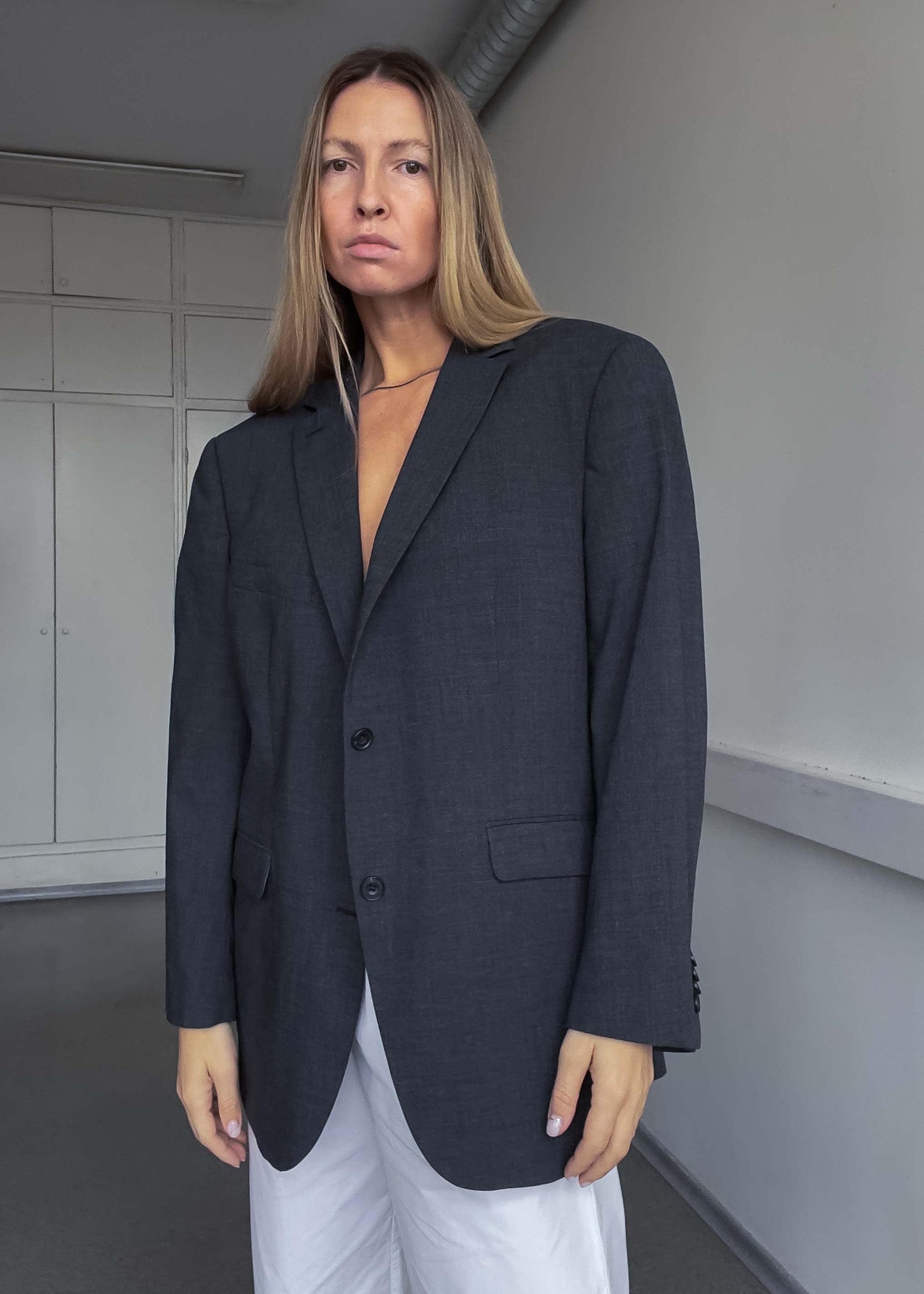 Vintage Dark Grey Oversized Blazer