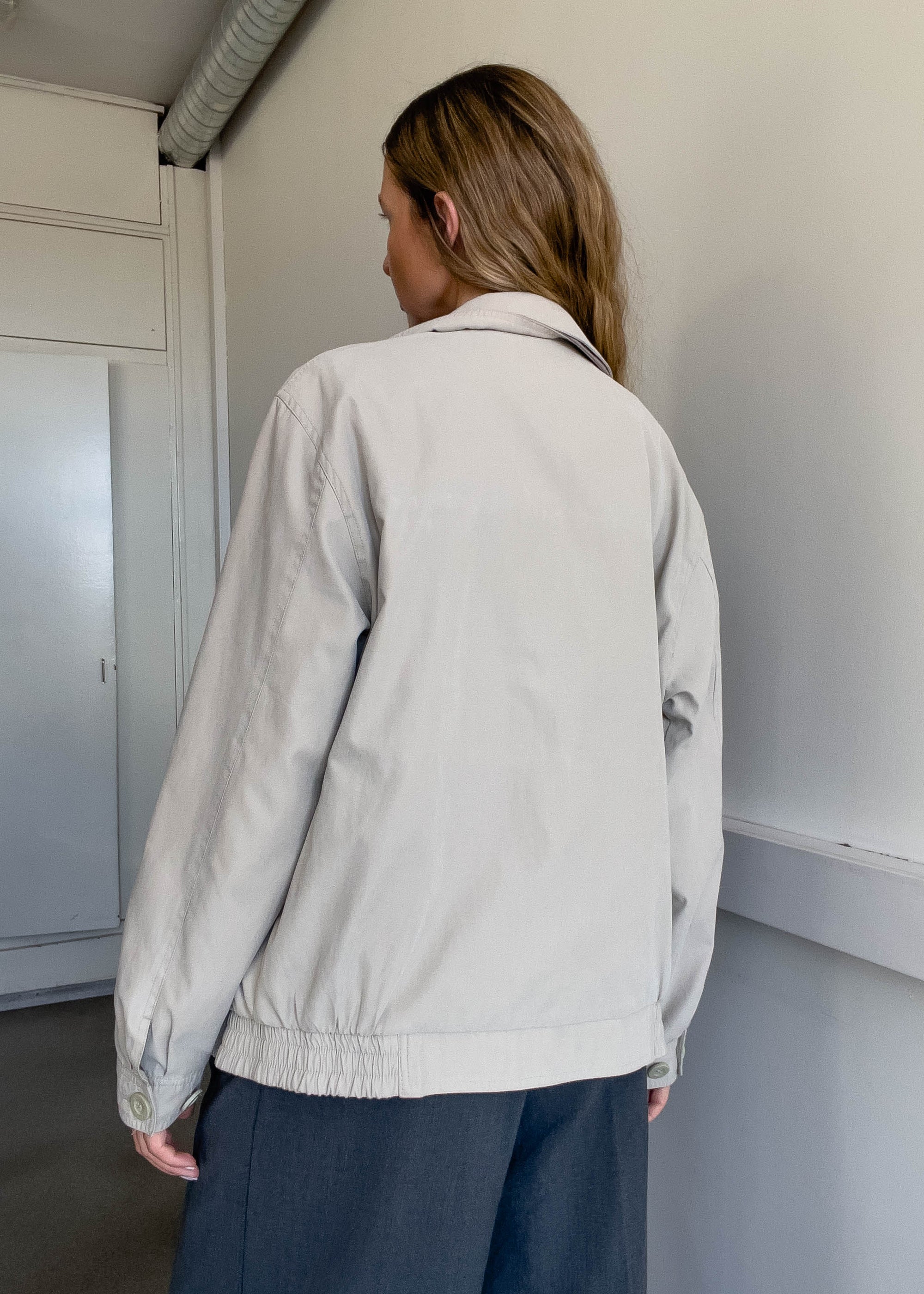 Vintage Grey Oversized Bomber Jacket