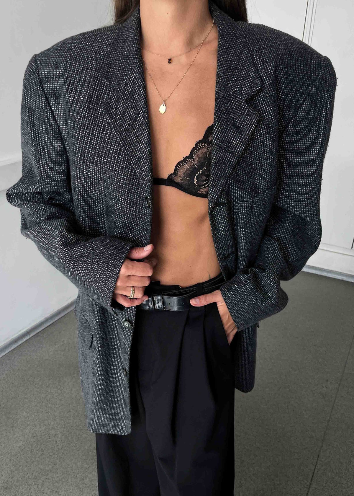 Vintage Grey Oversized Blazer