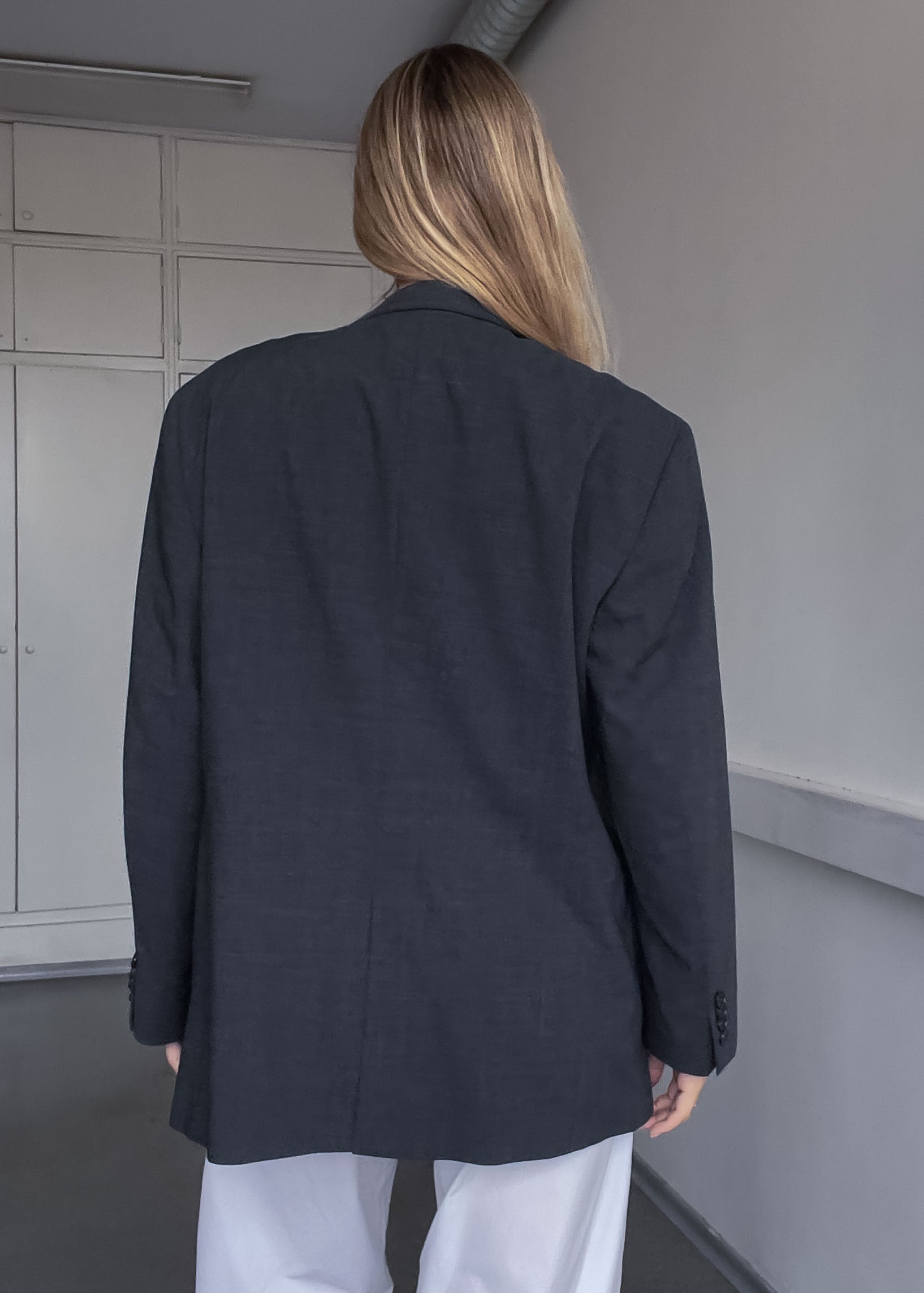 Vintage Dark Grey Oversized Blazer