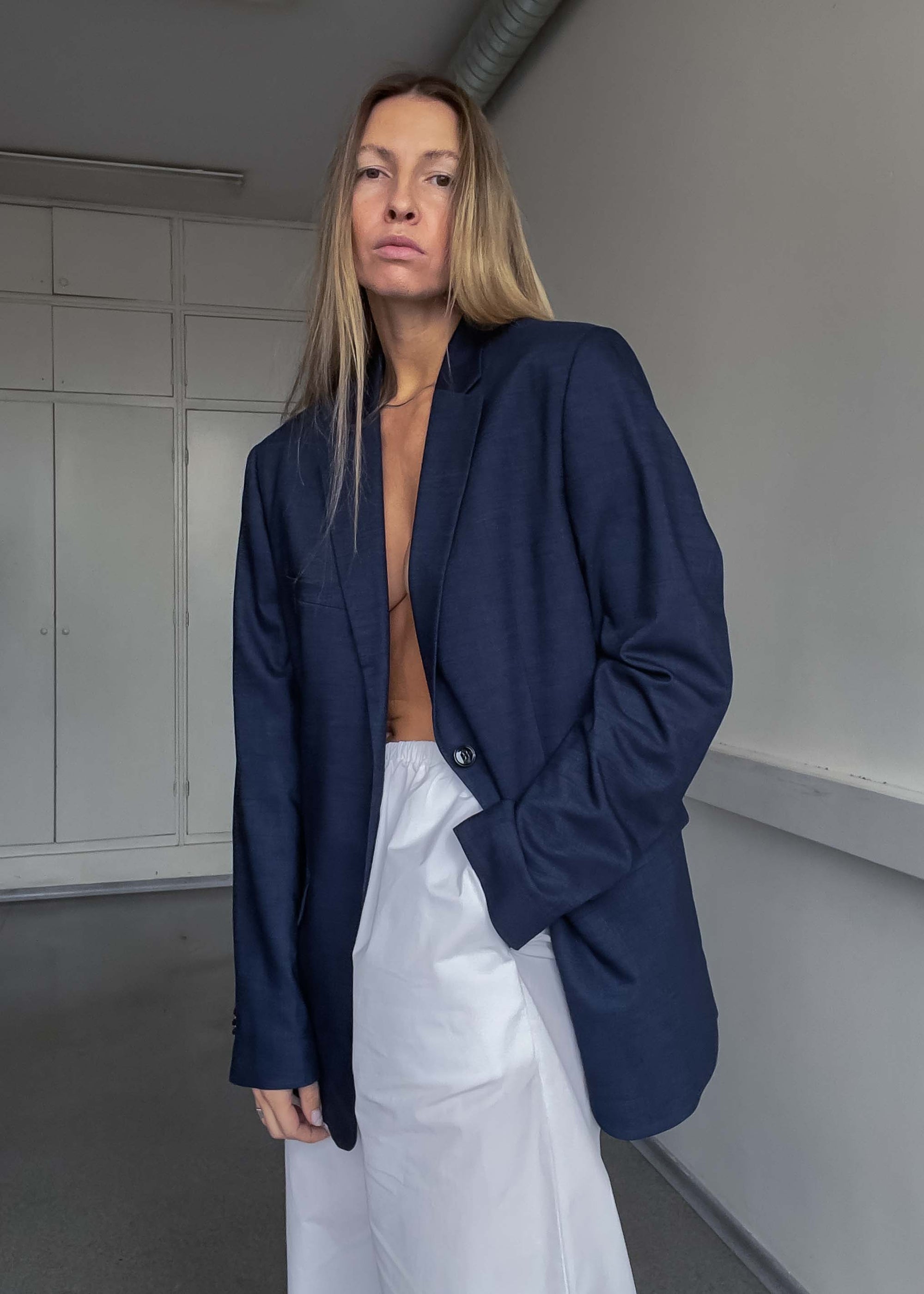 Vintage Blue Oversized Smaller Fit Blazer