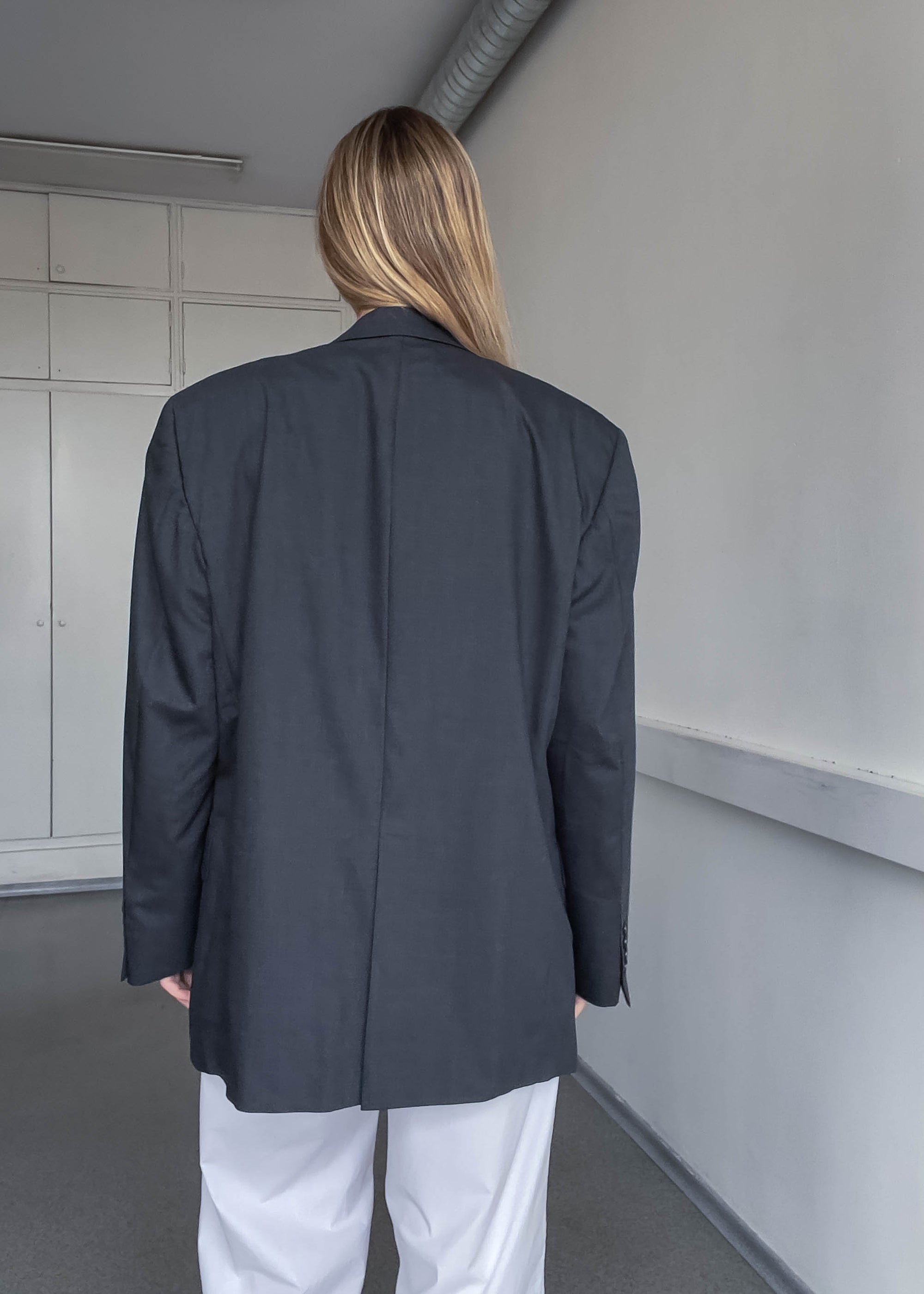 Vintage Grey Oversized 100% Wool Blazer