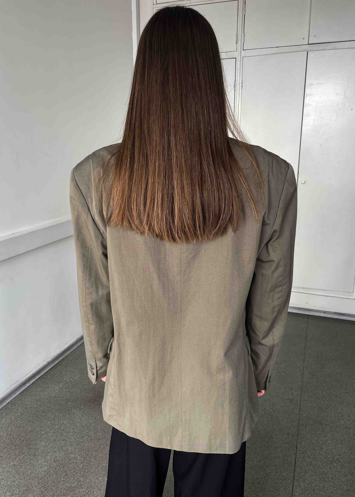 Vintage Khaki Green Oversized Double Breasted Blazer