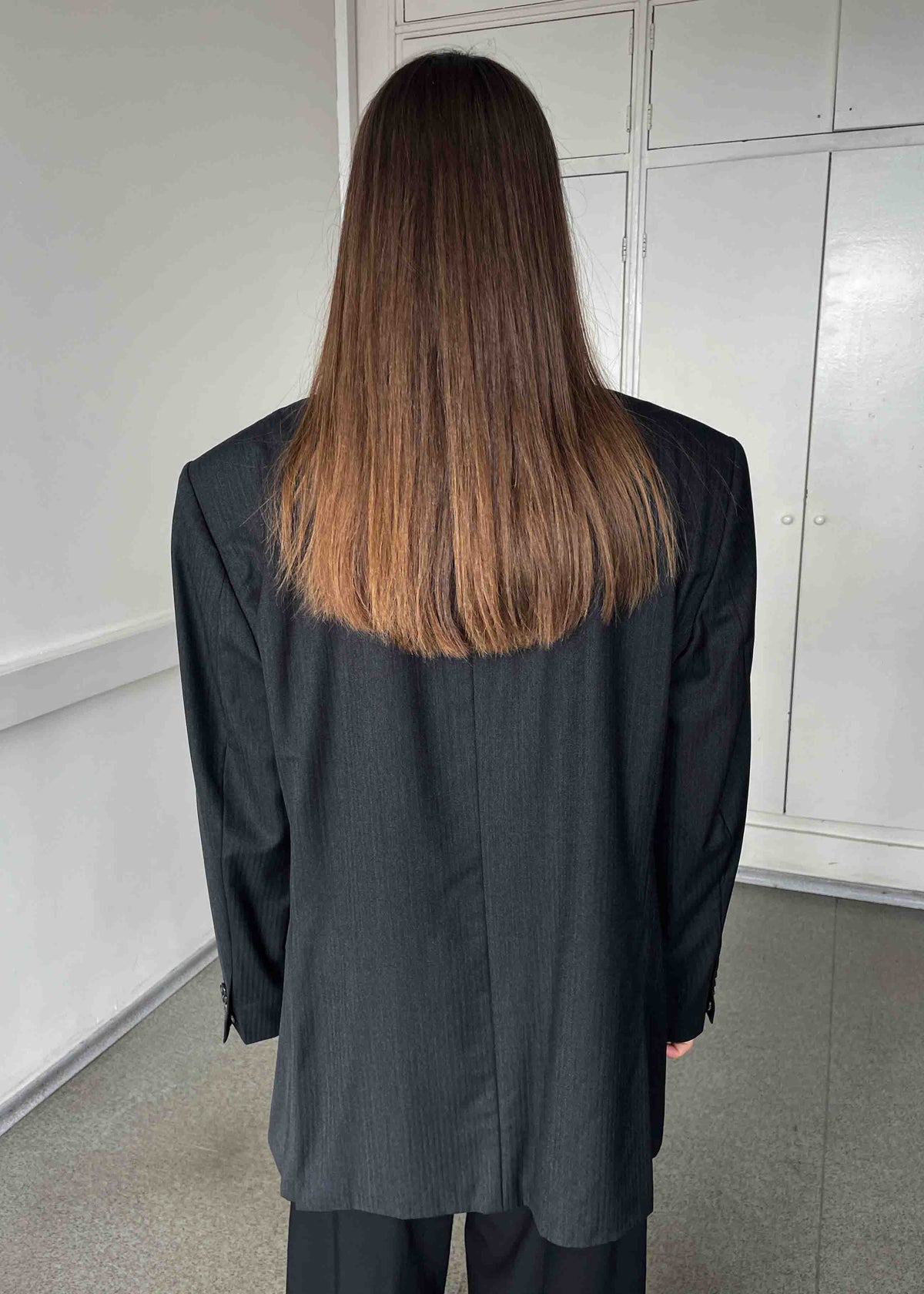 Vintage Grey Stripy Oversized 100% WOOL Blazer