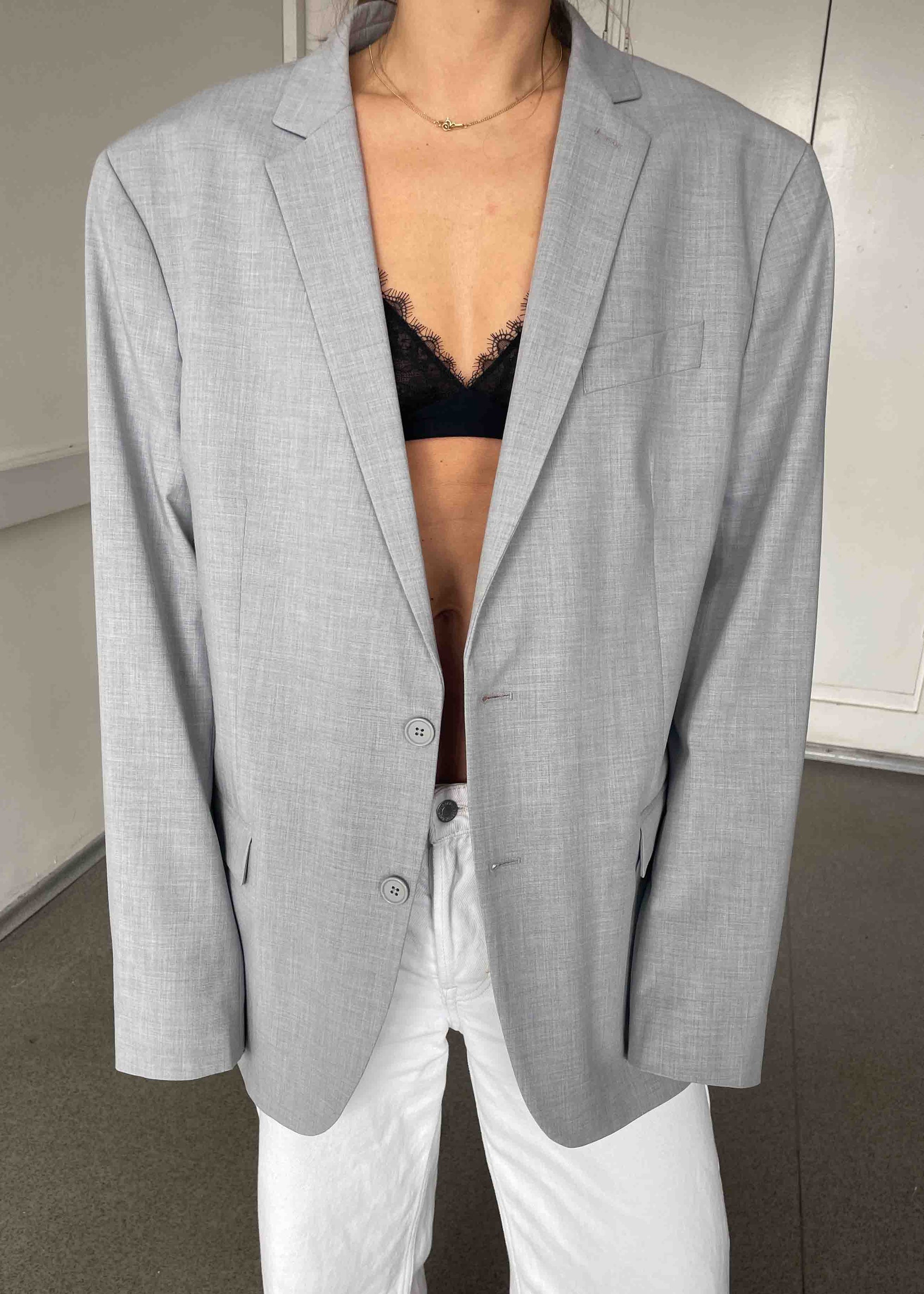 Vintage Light Grey Oversized Blazer