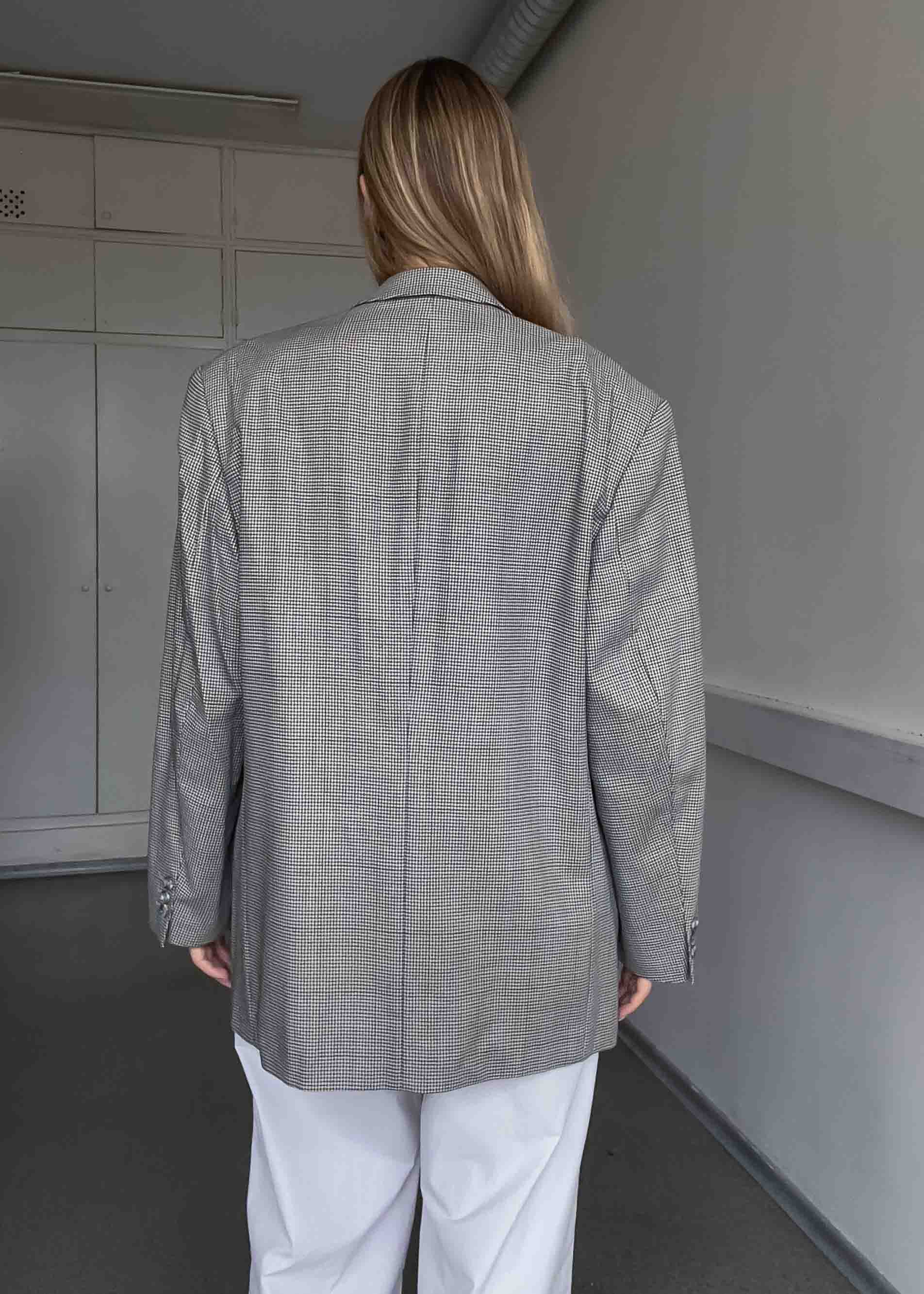 Vintage Checked Dogtooth Oversized Blazer