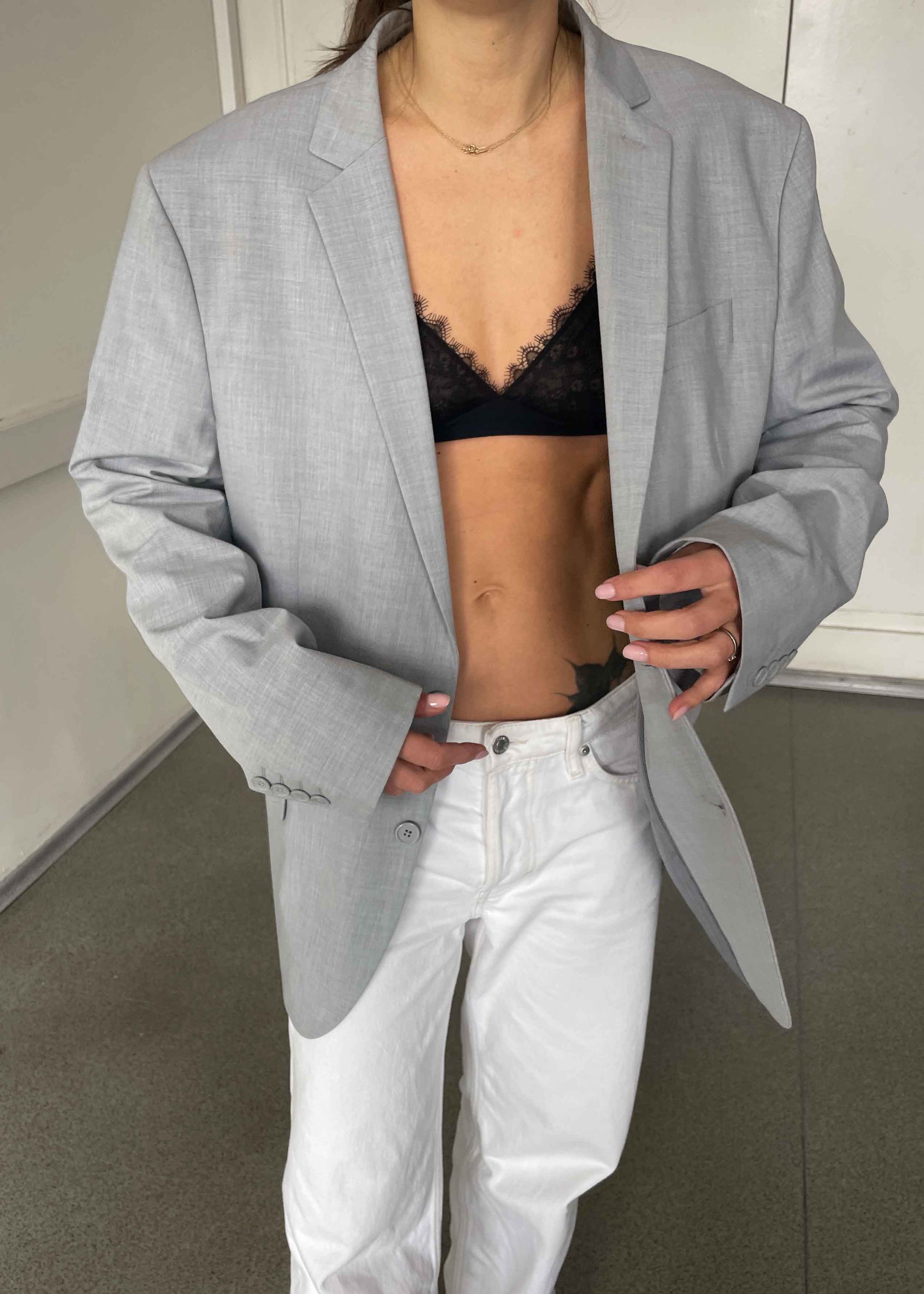 Vintage Light Grey Oversized Blazer