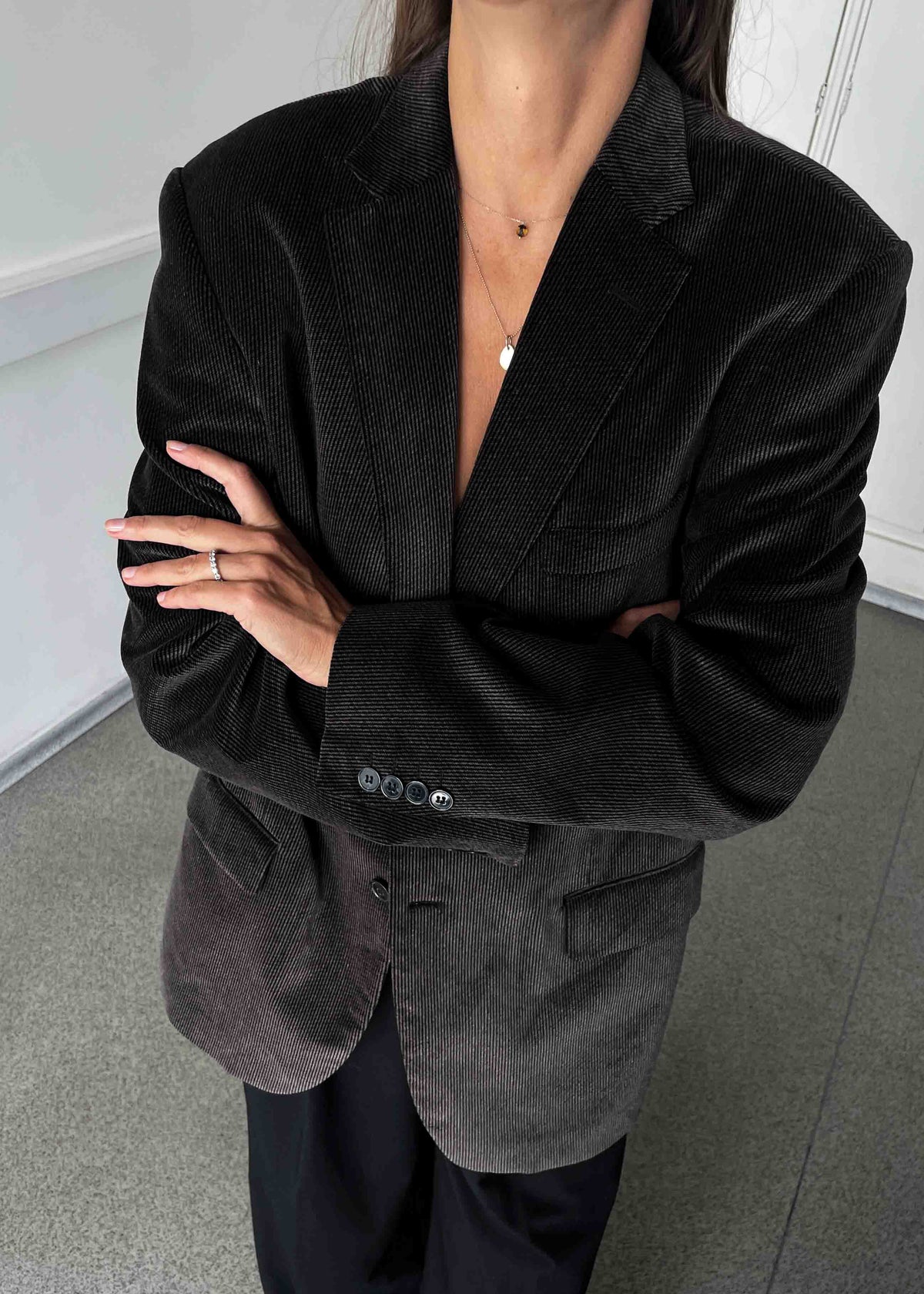 Vintage Brown Patterned Oversized Velvet Blazer