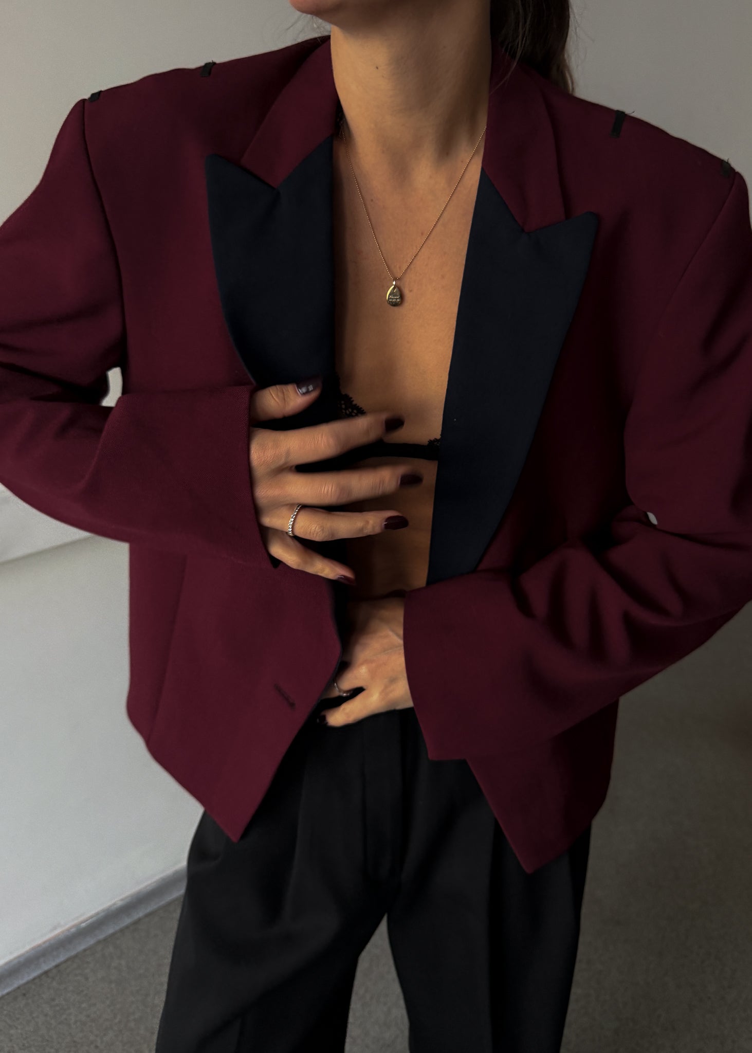 Vintage Wine Red Cropped Festive  Blazer