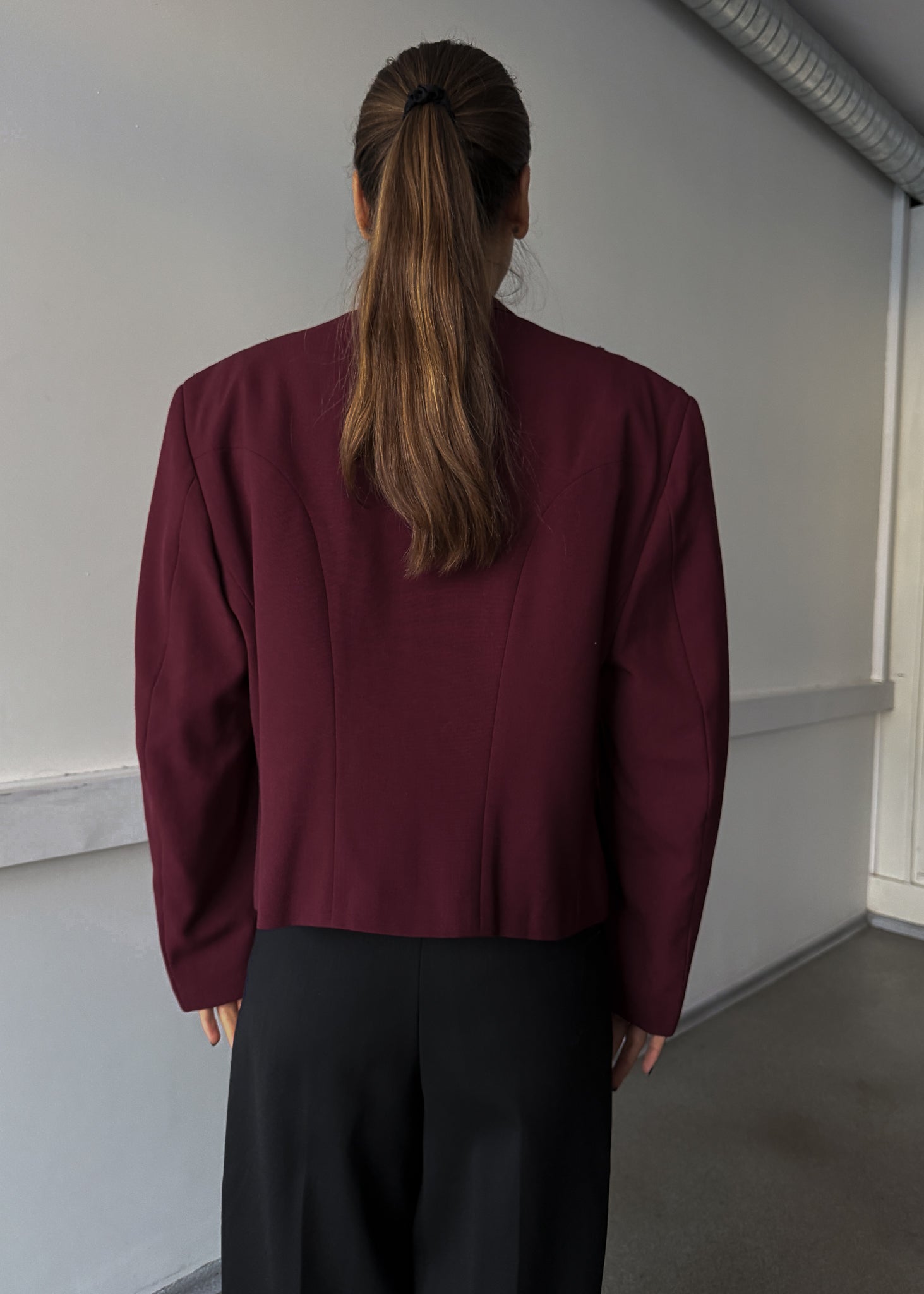 Vintage Wine Red Cropped Festive  Blazer