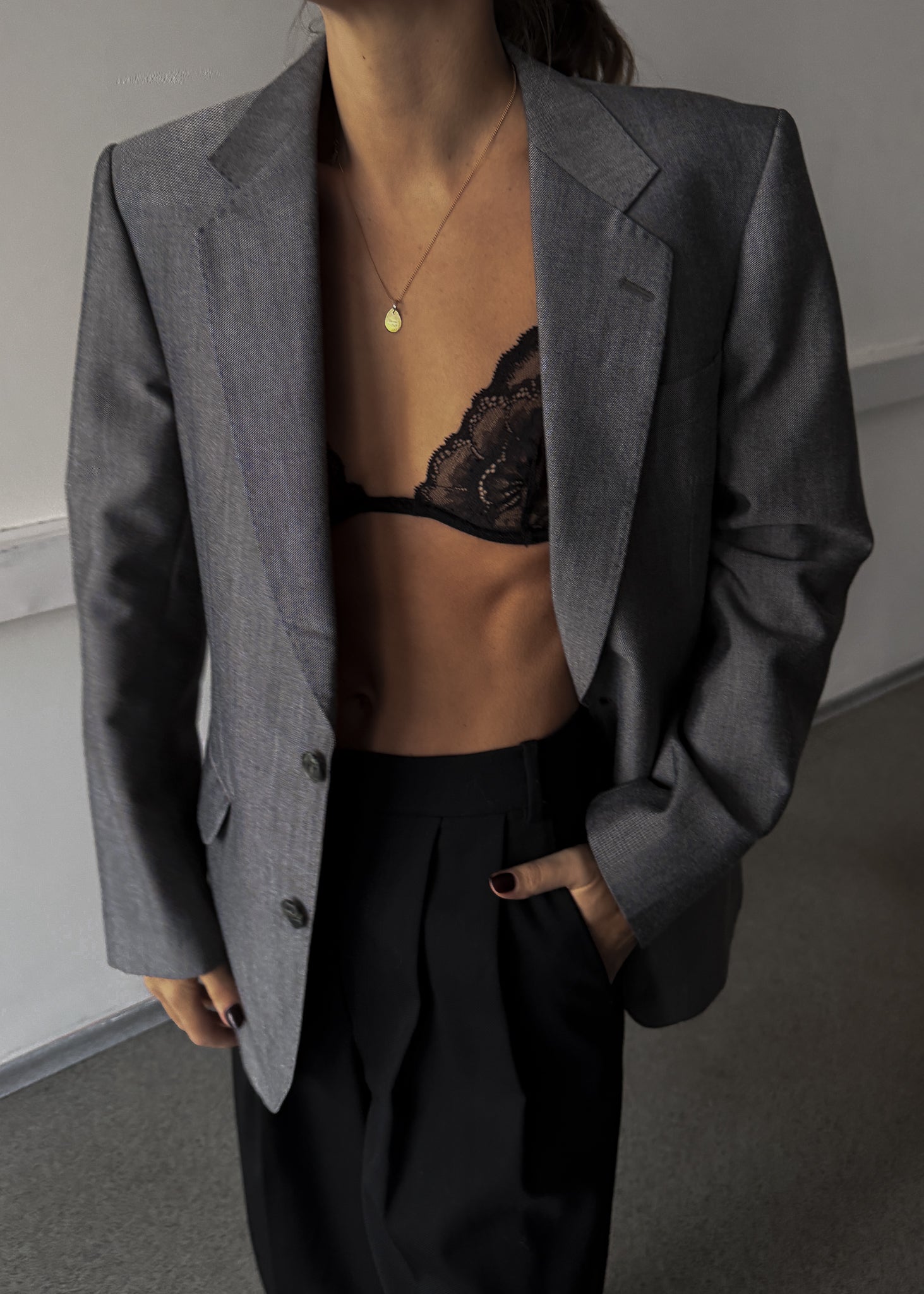 Vintage Silver Grey Oversized Festive Blazer