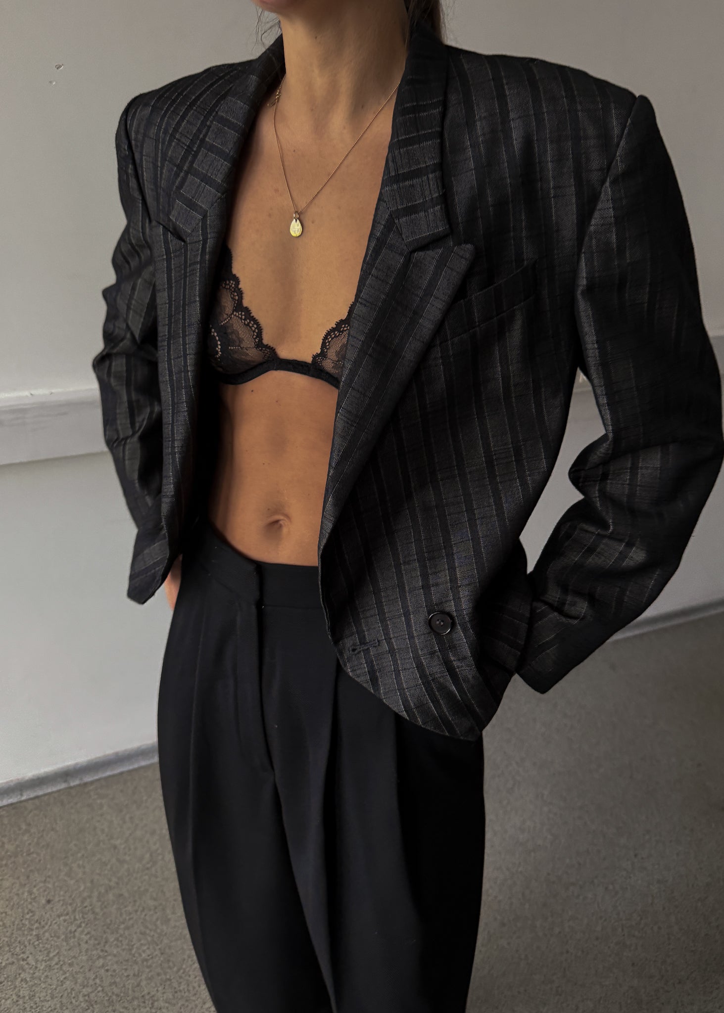 Vintage Shiny FinIsh Striped Cropped Festive Blazer