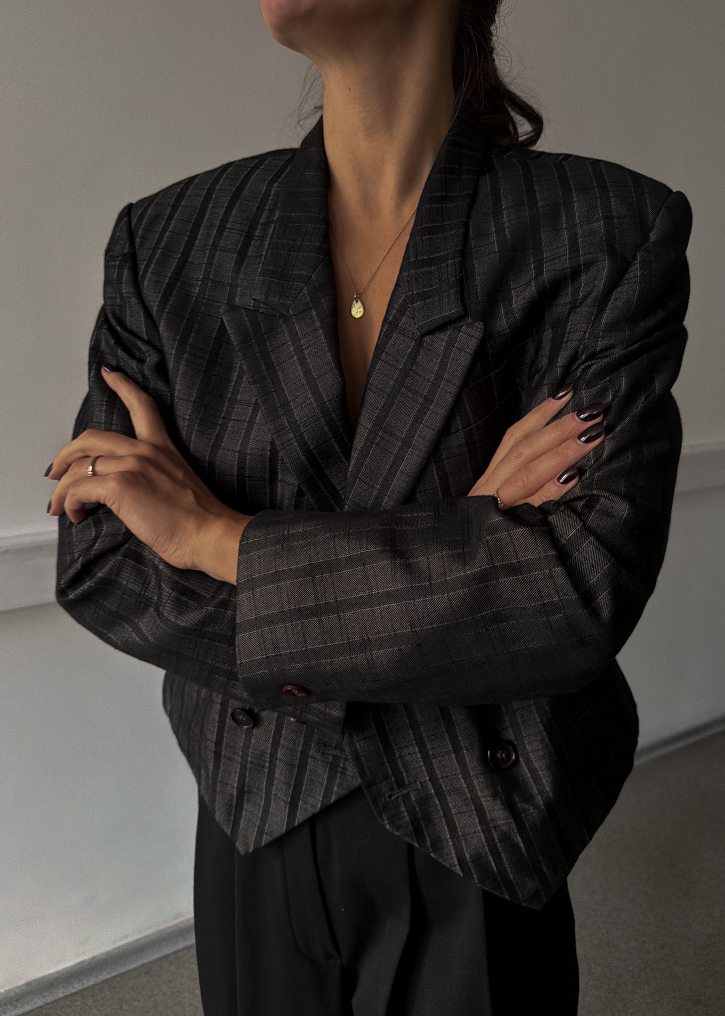 Vintage Shiny FinIsh Striped Cropped Festive Blazer