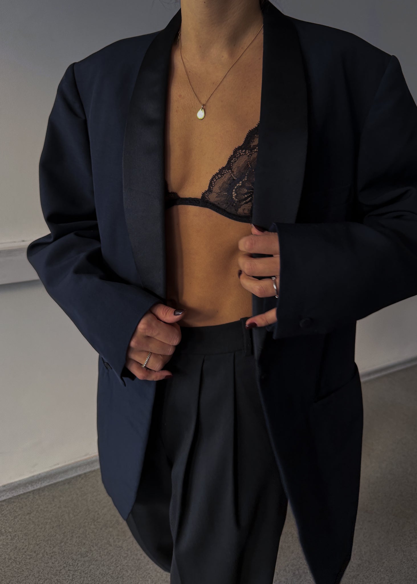 Vintage Navy Blue Tuxedo Oversized Festive Blazer