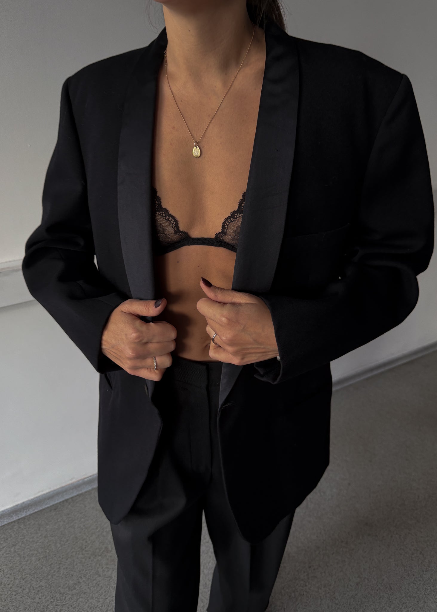 Vintage Black Tuxedo Oversized Festive Blazer