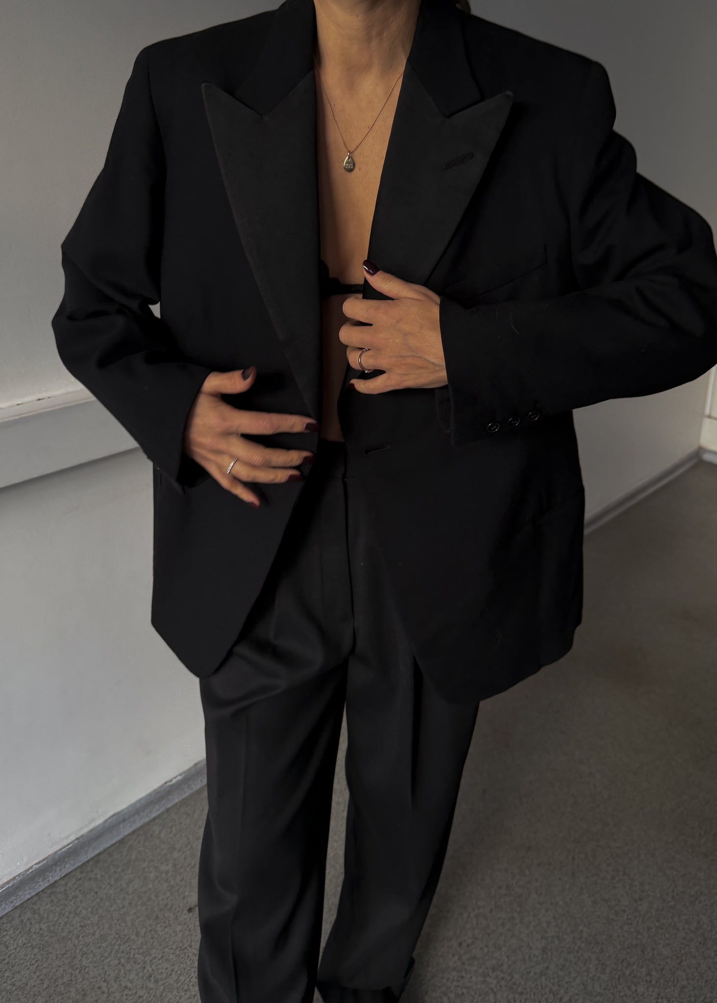 Vintage Black Heavyweight Oversized Festive Blazer