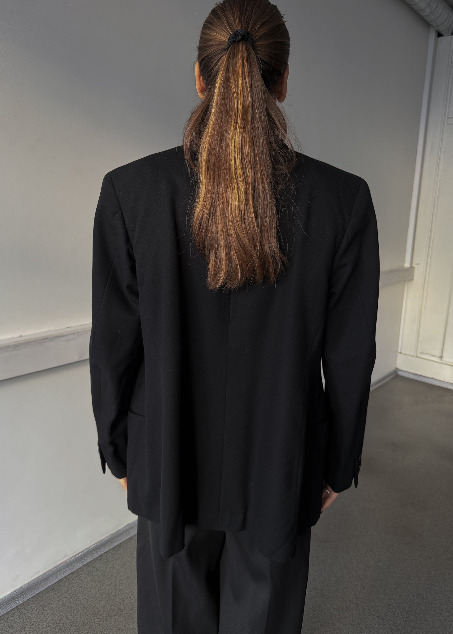 Vintage Black Oversized Double Breasted Tuxedo Blazer