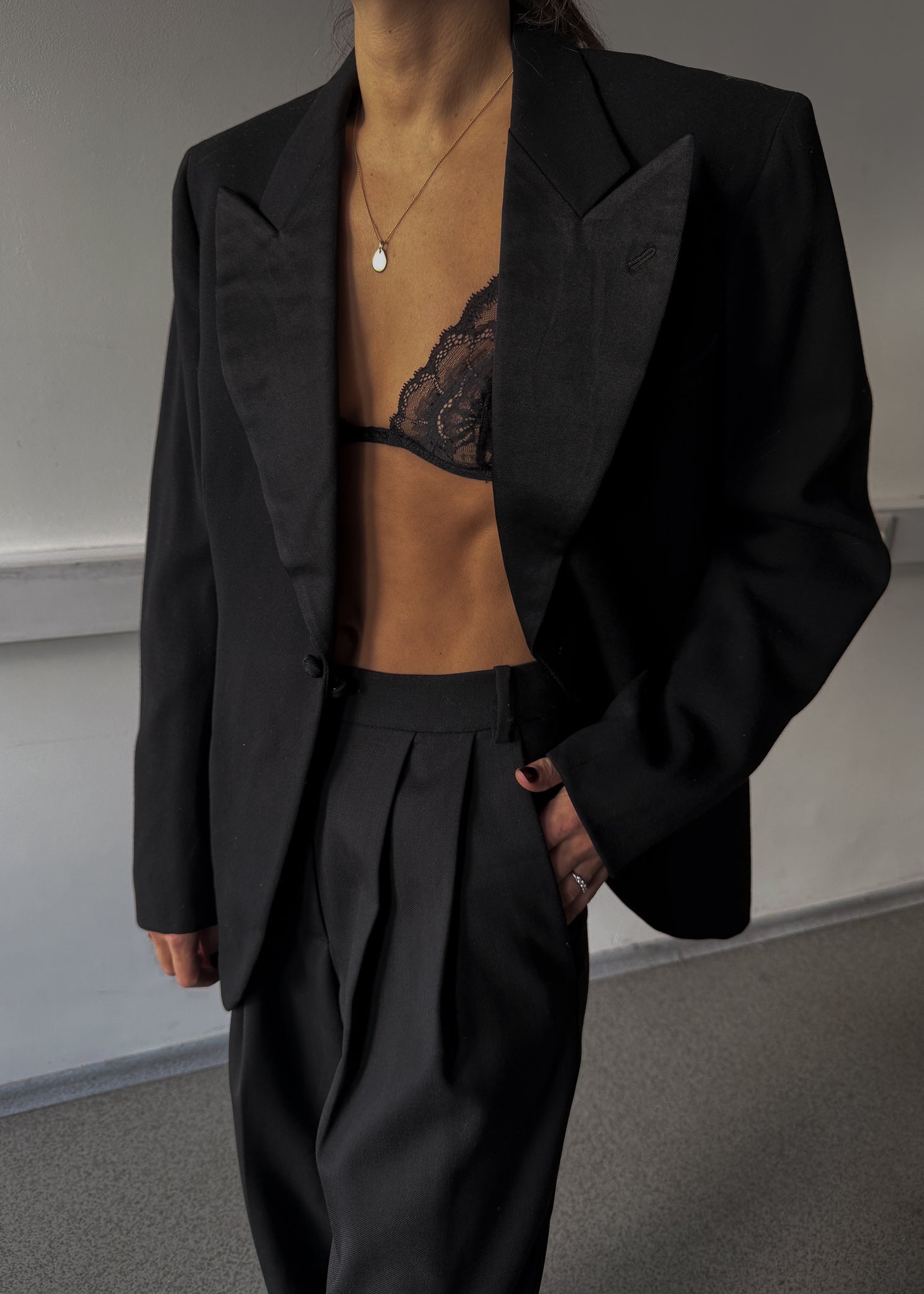 Vintage Black Heavyweight Oversized Festive Blazer