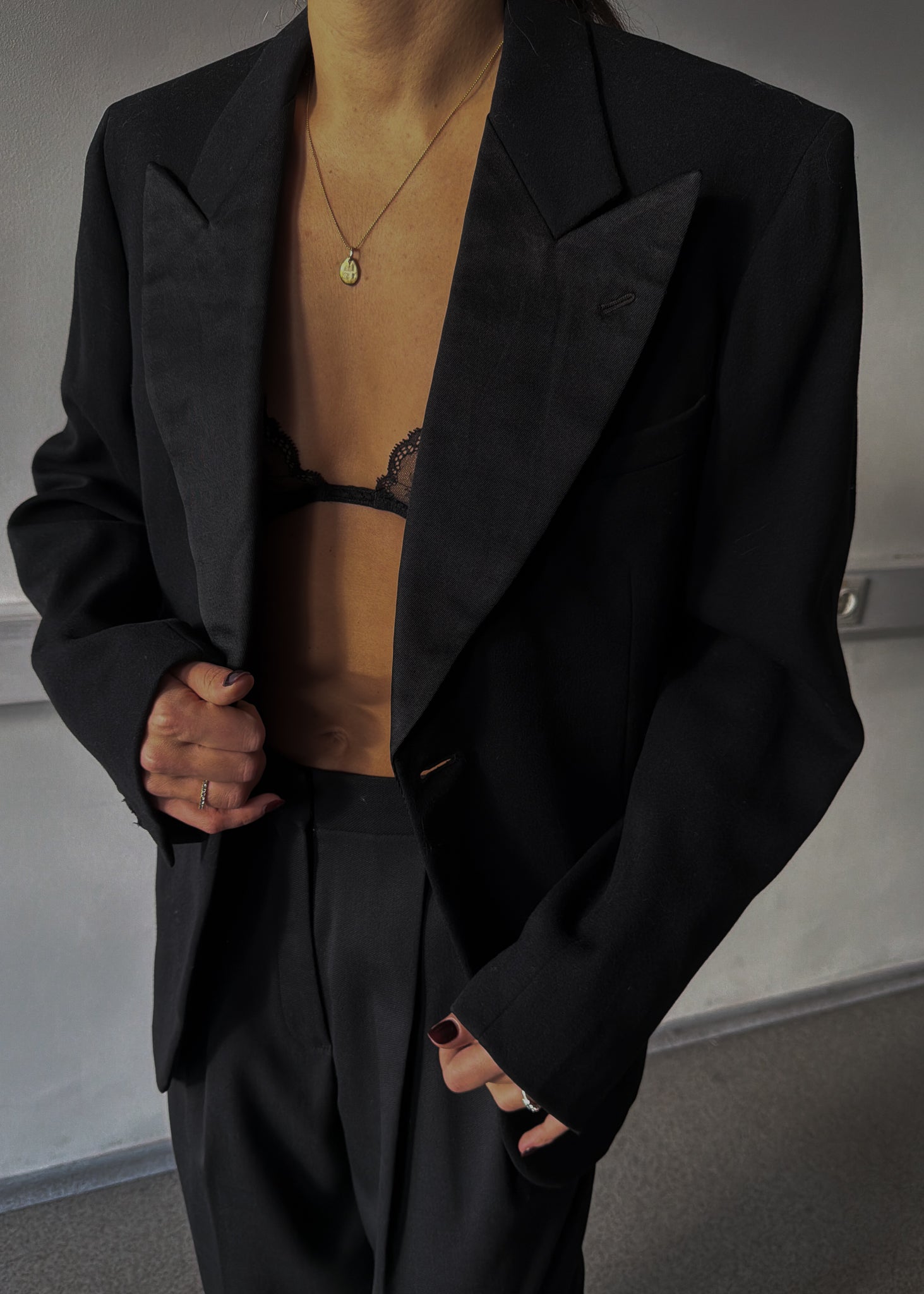 Vintage Black Heavyweight Oversized Festive Blazer