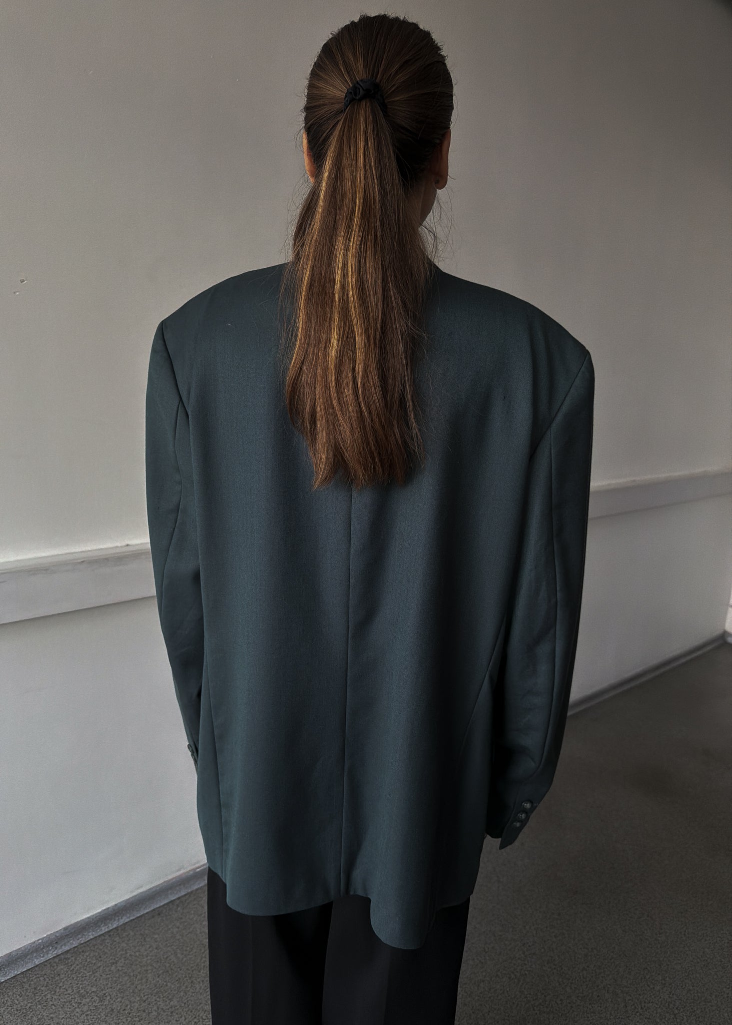 Vintage Green Oversized Double Breasted 100% WOOL Blazer