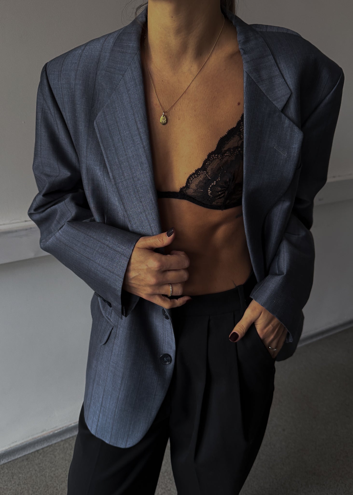 Vintage Light Blue Oversized Blazer