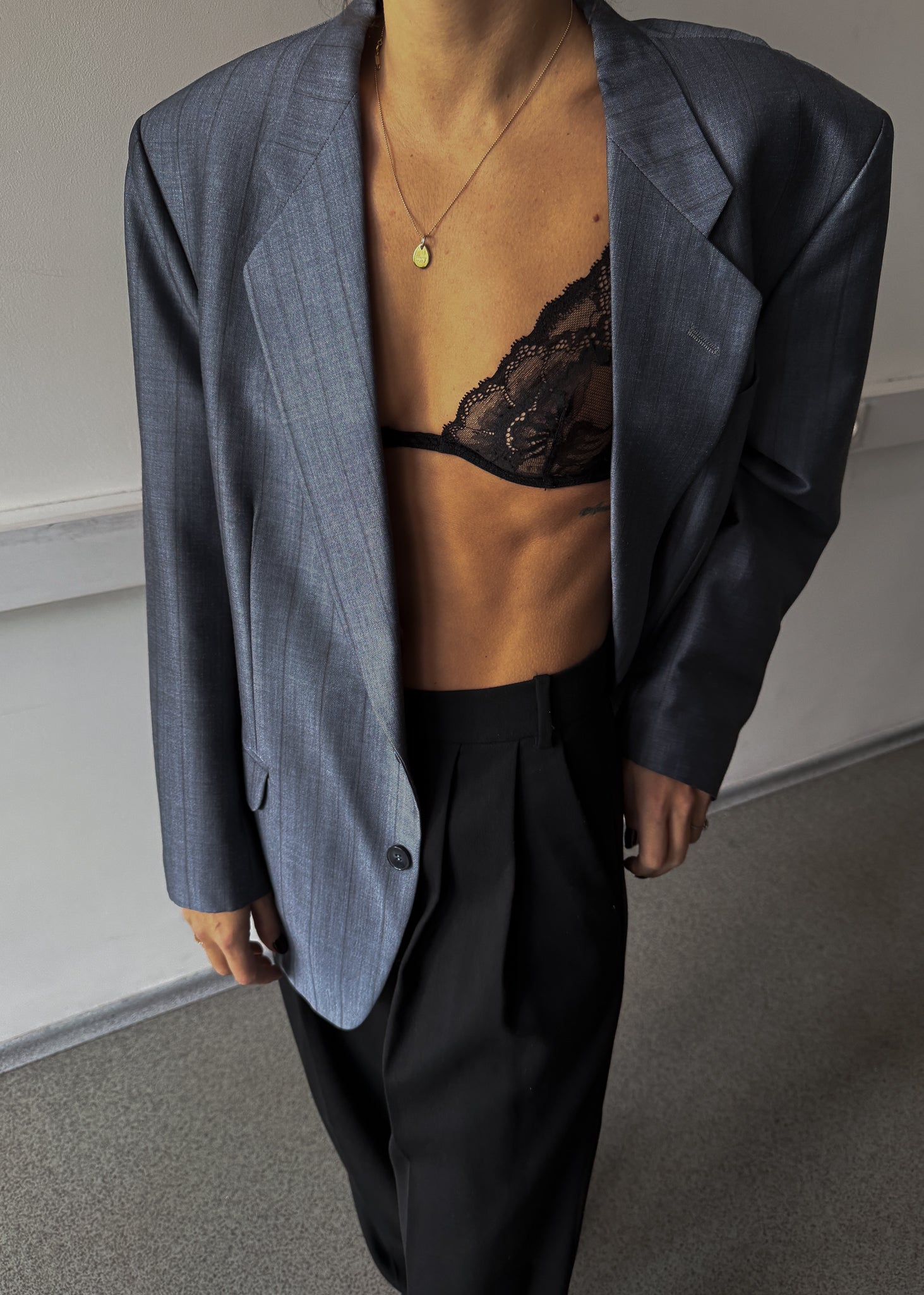 Vintage Light Blue Oversized Blazer