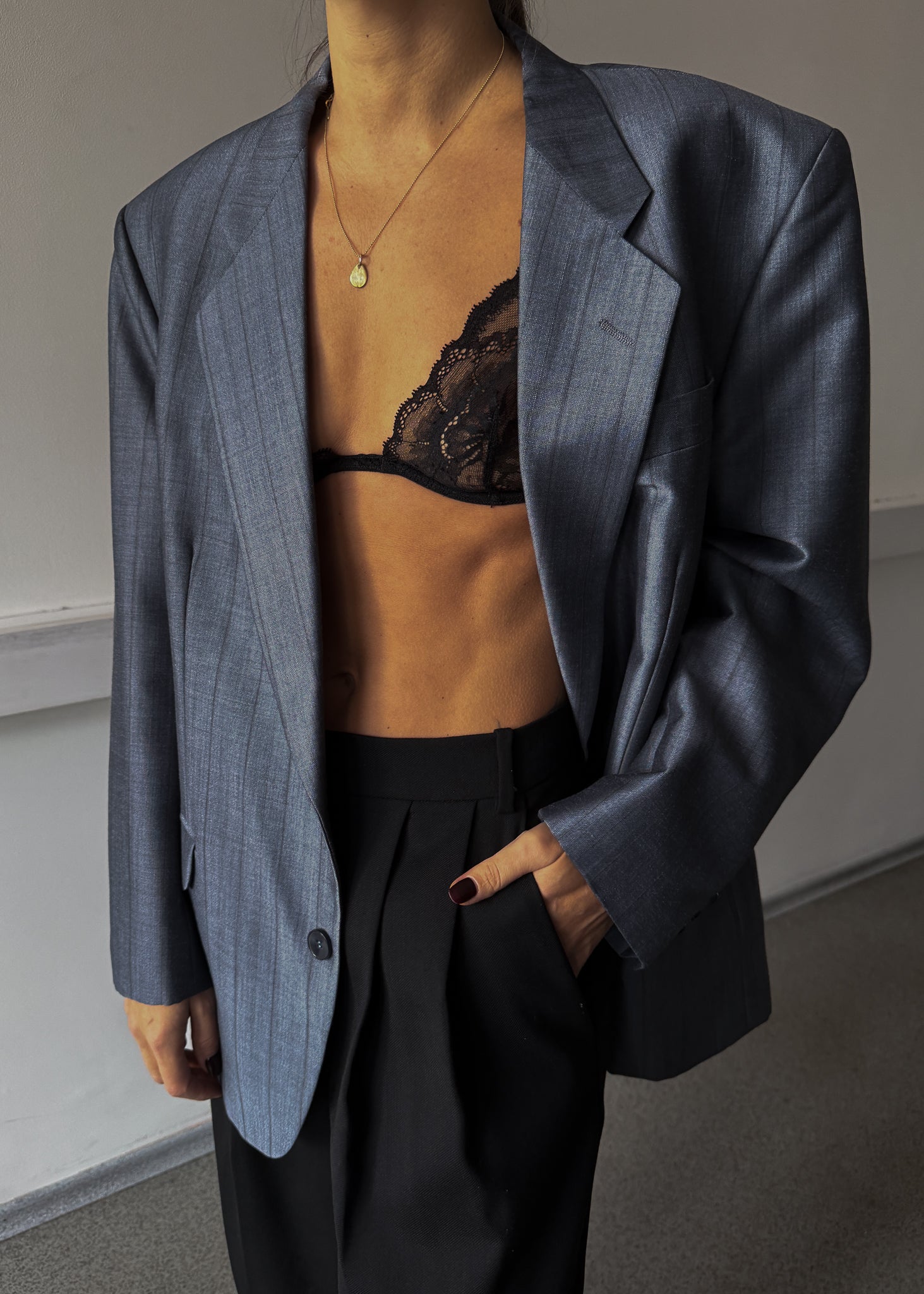 Vintage Light Blue Oversized Blazer