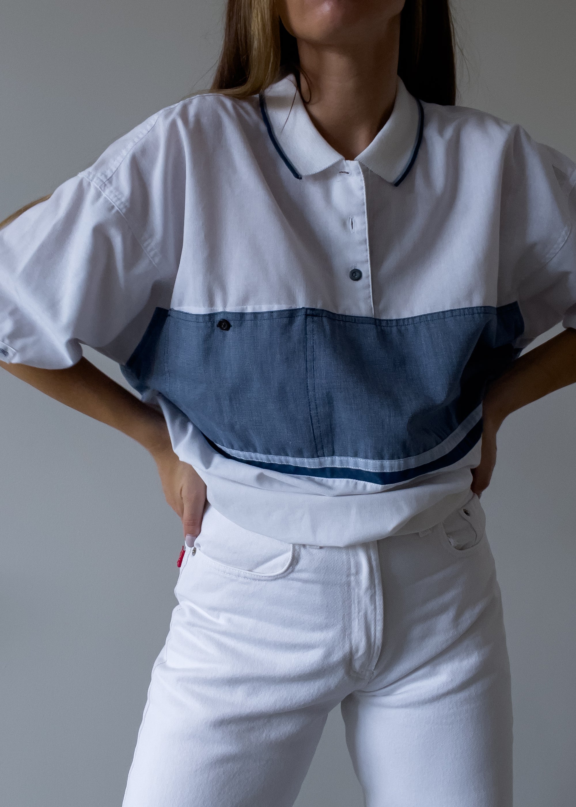 PIERRE CARDIN Vintage White Oversized Blouse