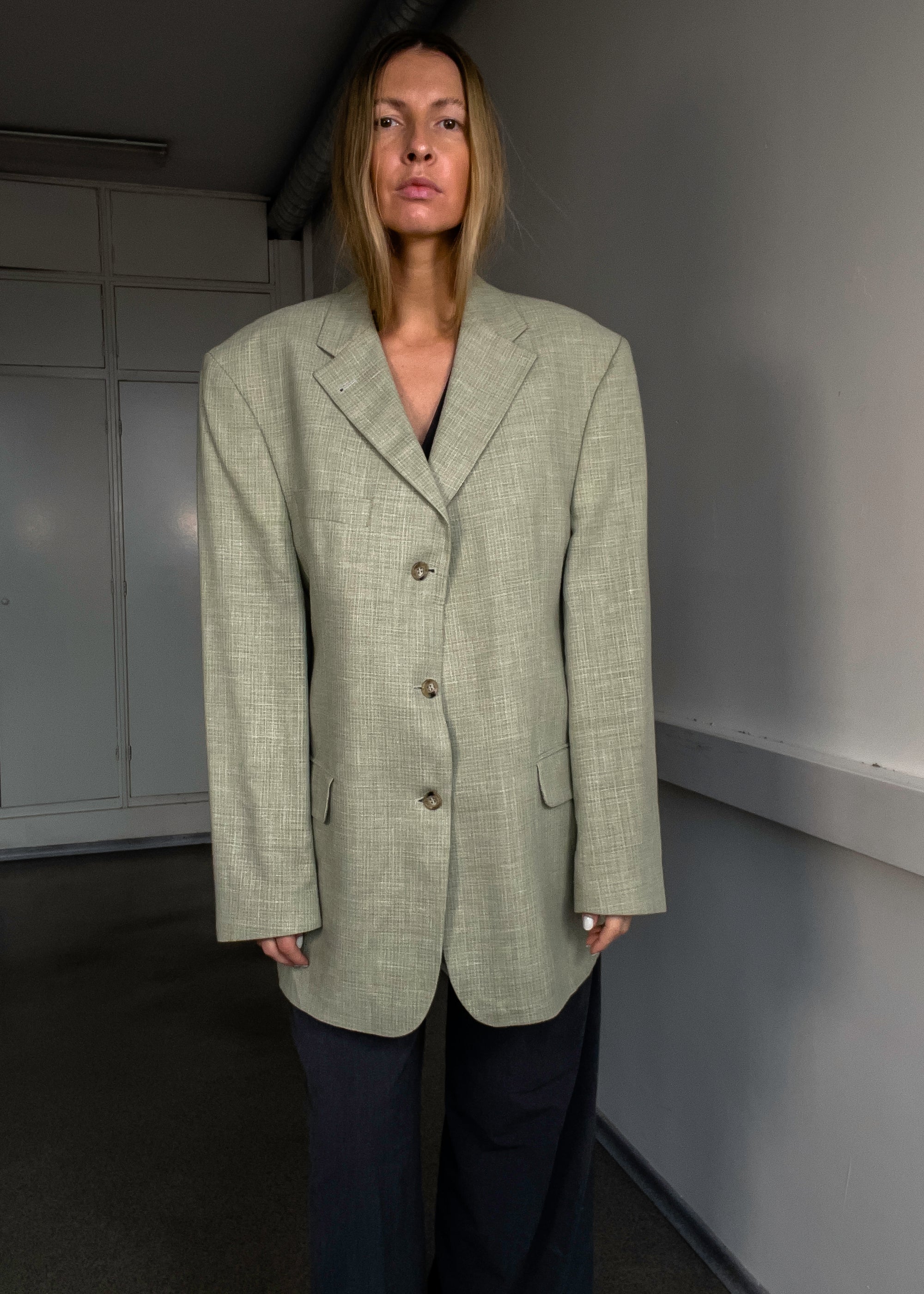 Vintage Light Green Oversized Blazer