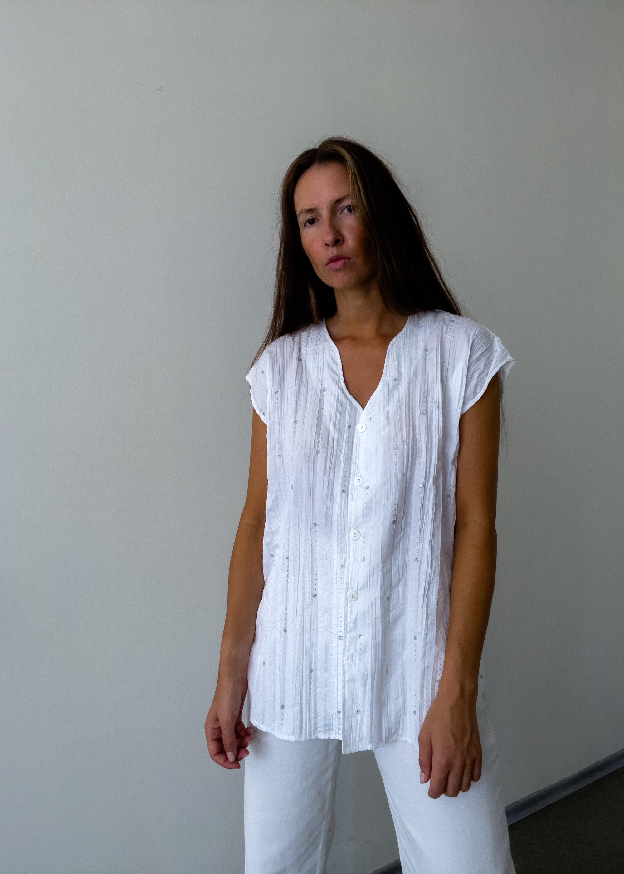Vintage White Elegant Oversized Blouse