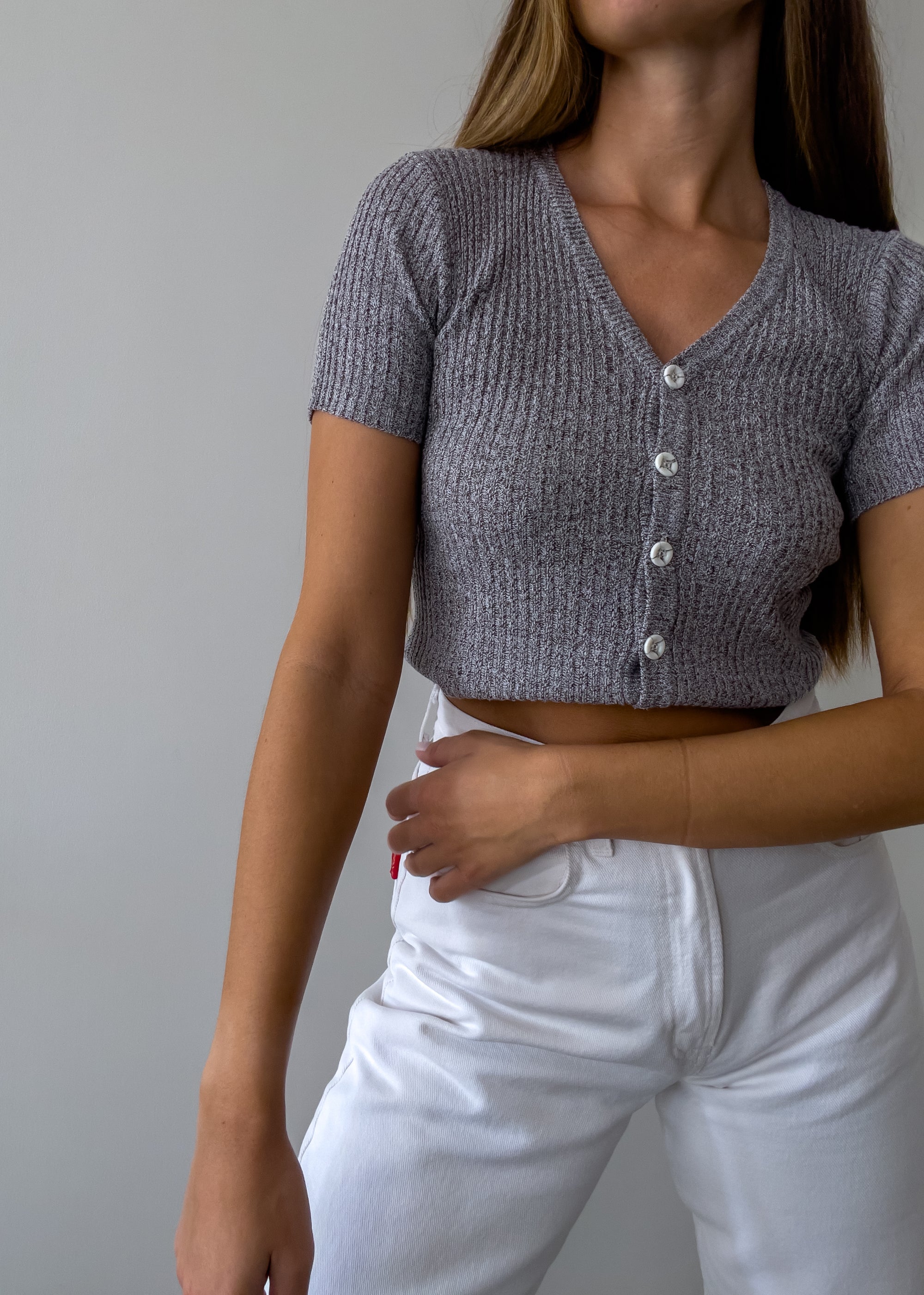 Vintage Grey Knitted Blouse