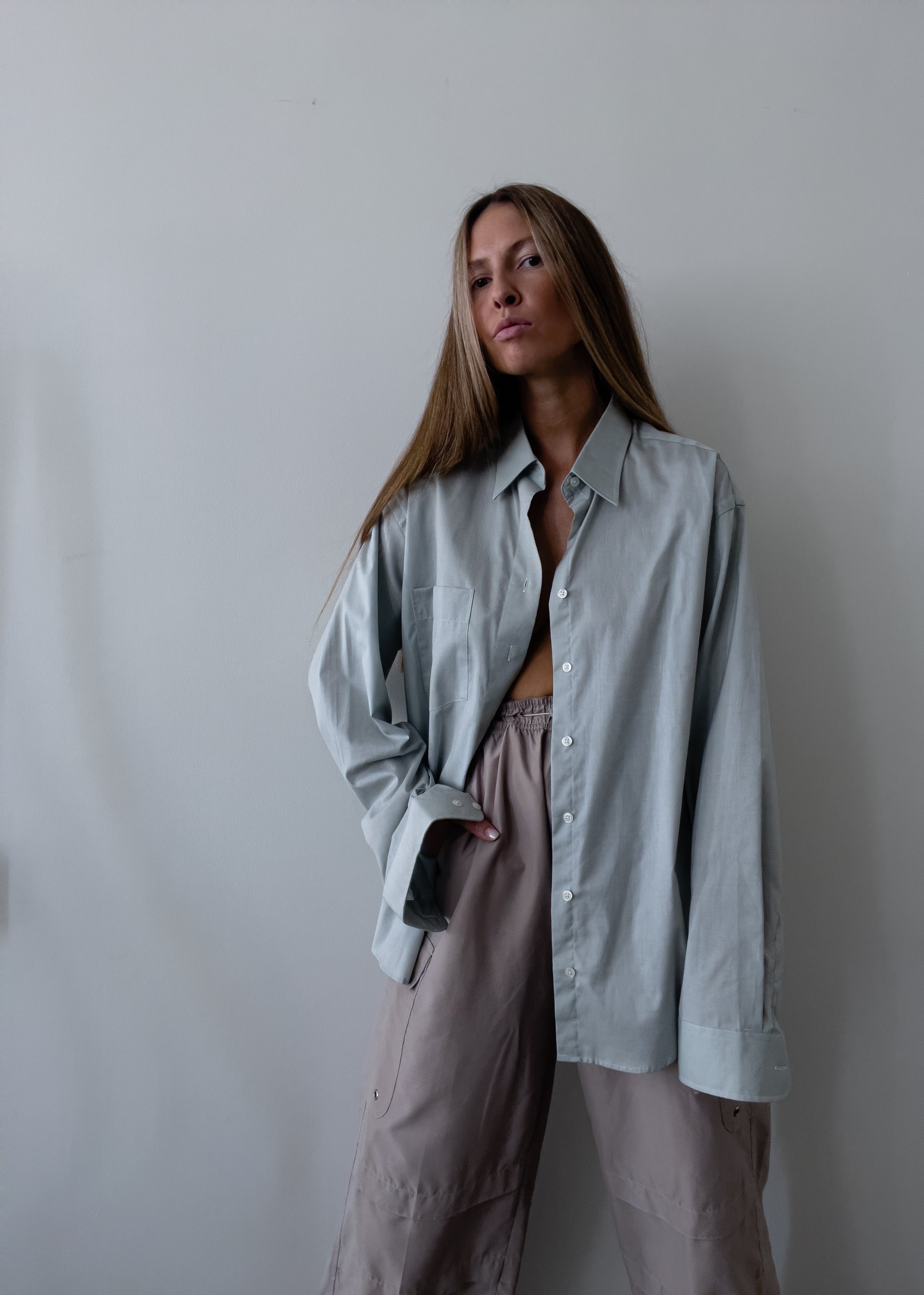 Vintage Grey Oversized Blouse