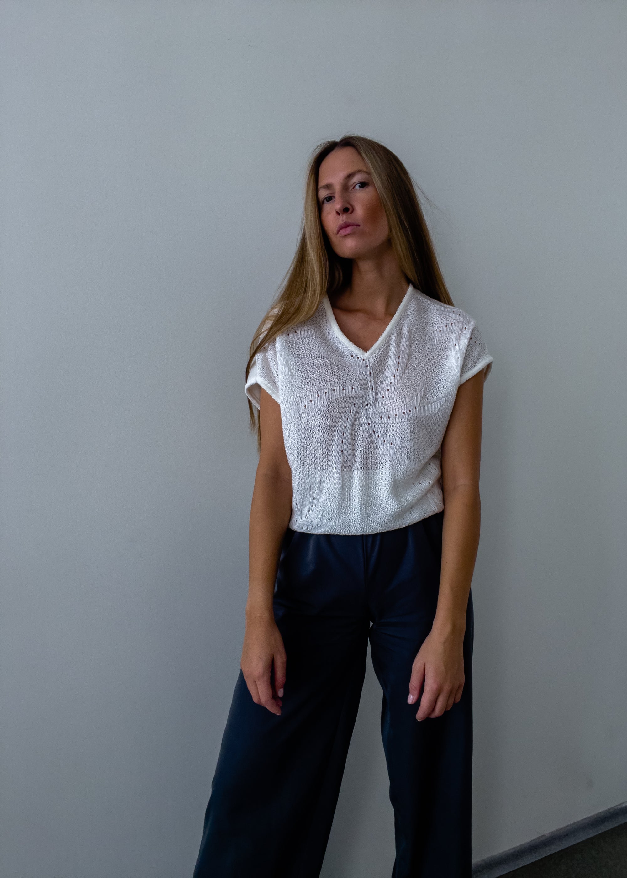 Vintage White Knitted Blouse