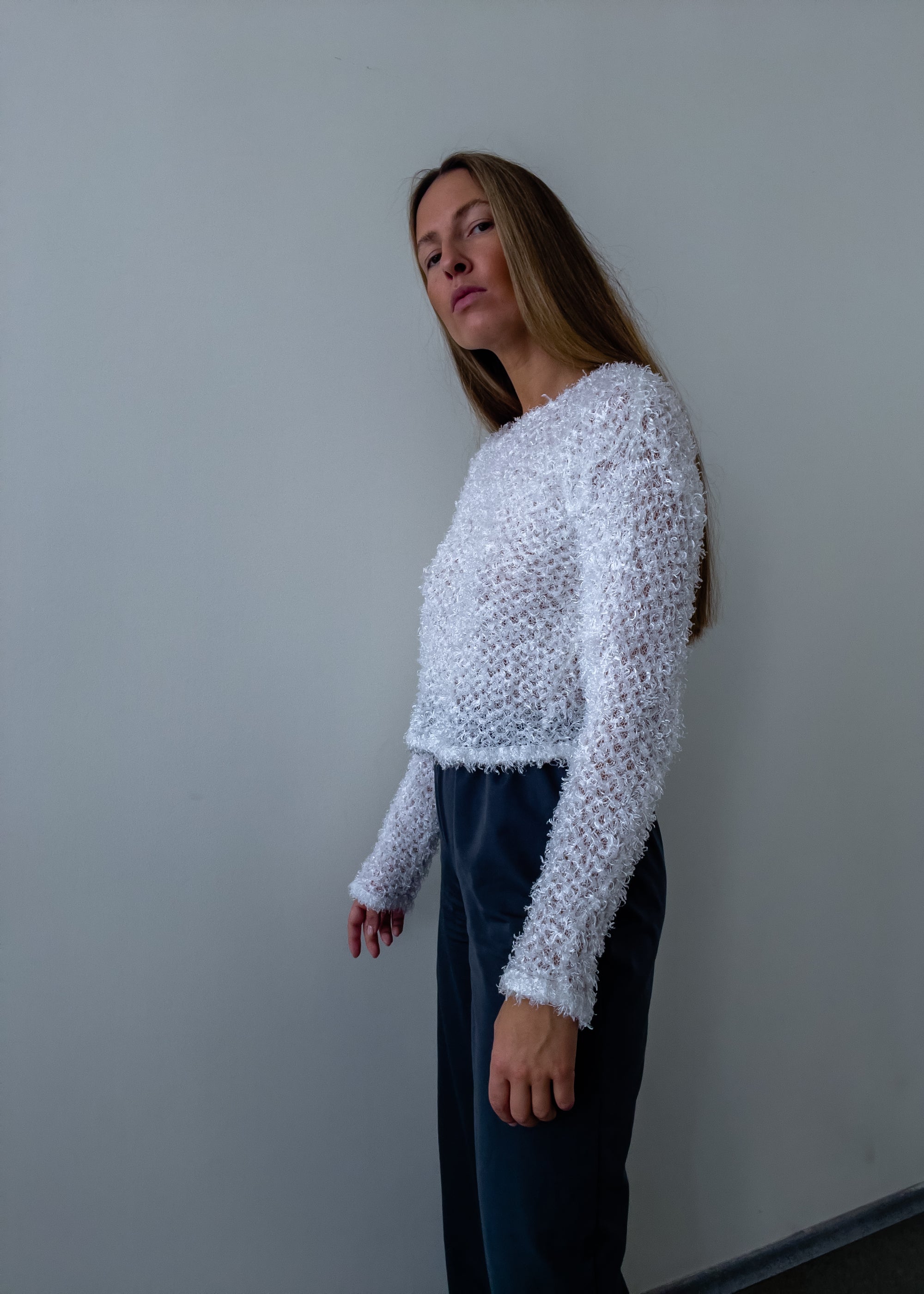 Vintage White Crop Sweater