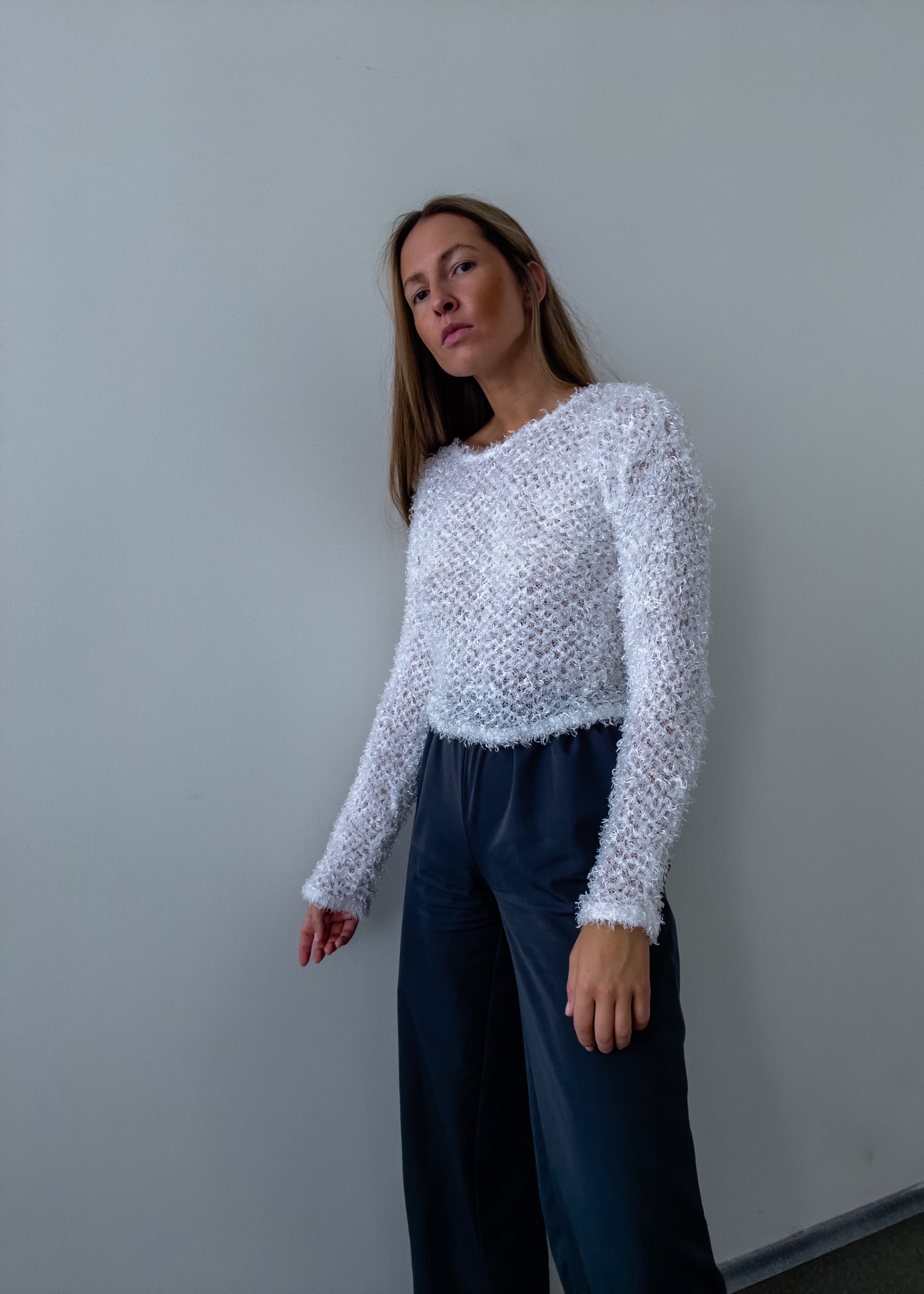 Vintage White Crop Sweater