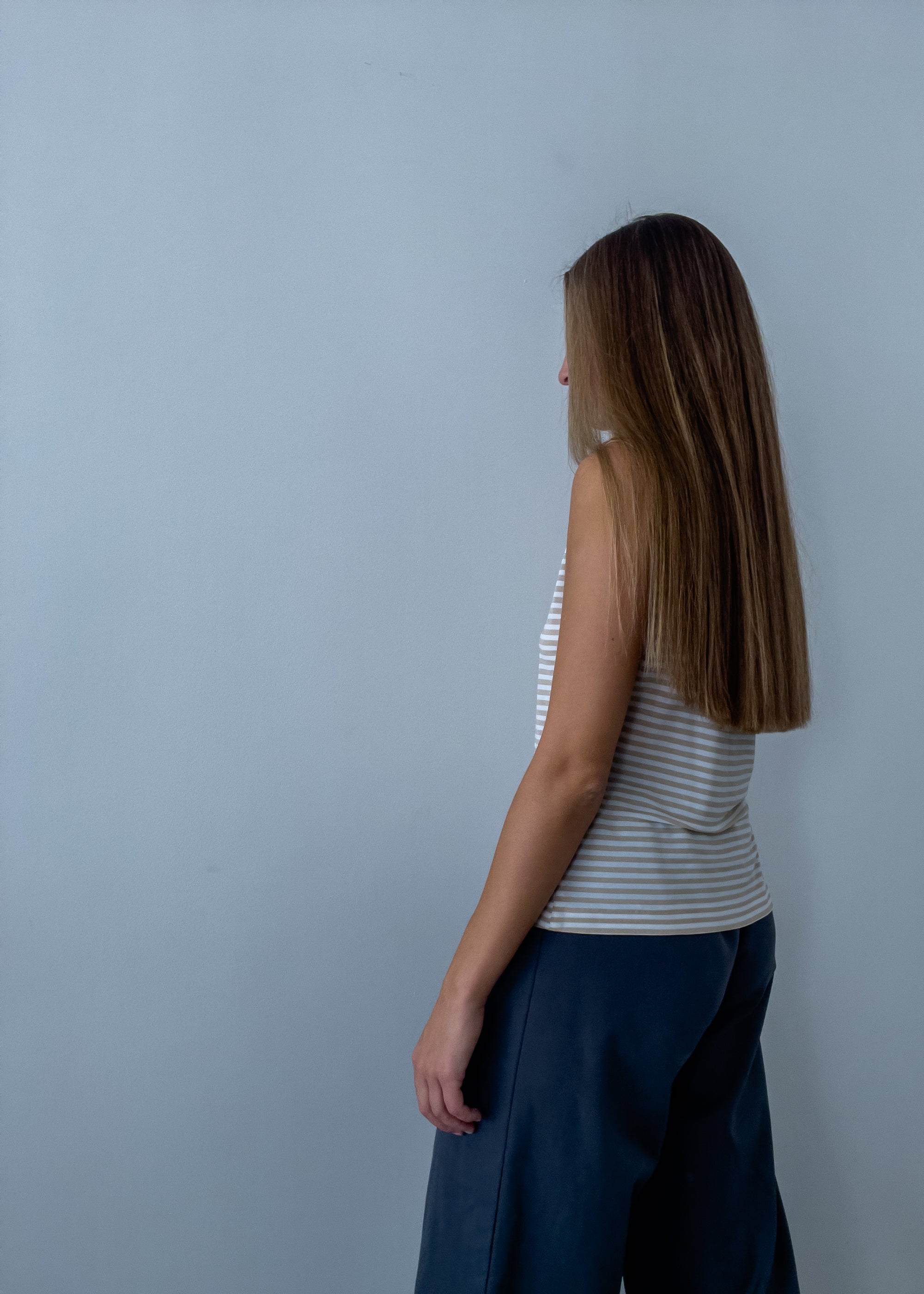 Vintage Beige Stripy Blouse