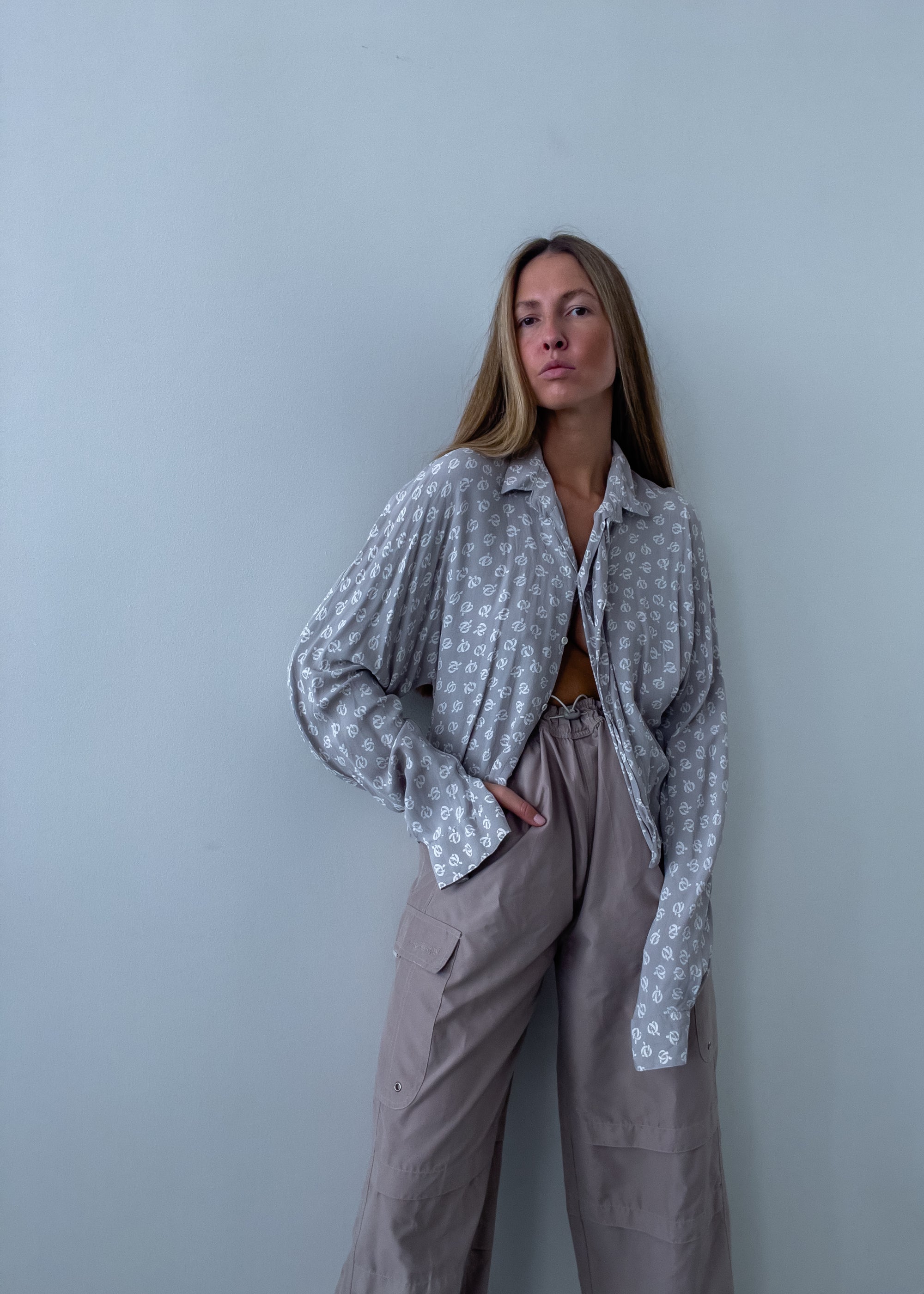 Vintage Grey Oversized Blouse