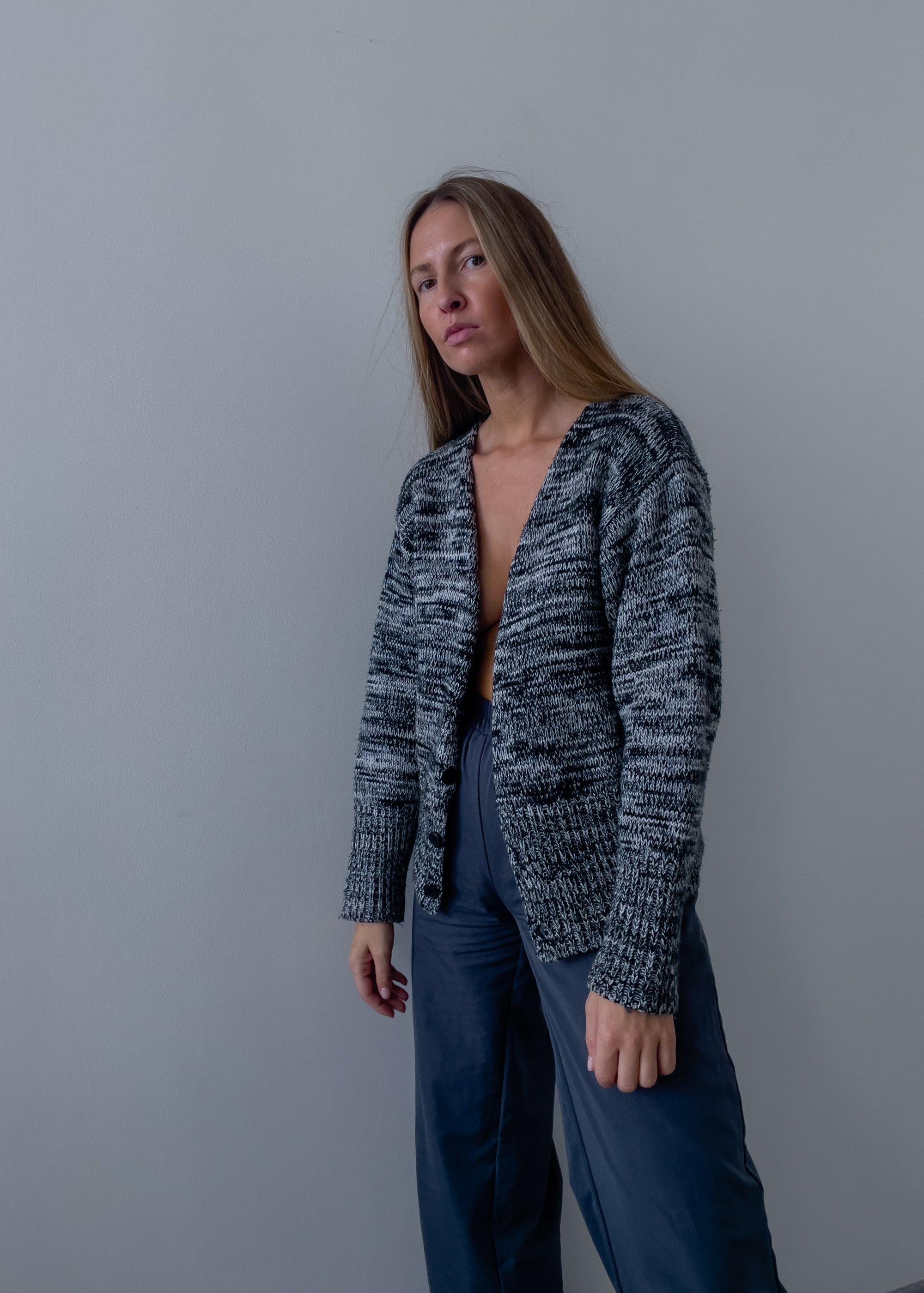 Vintage Grey Oversized Cardigan