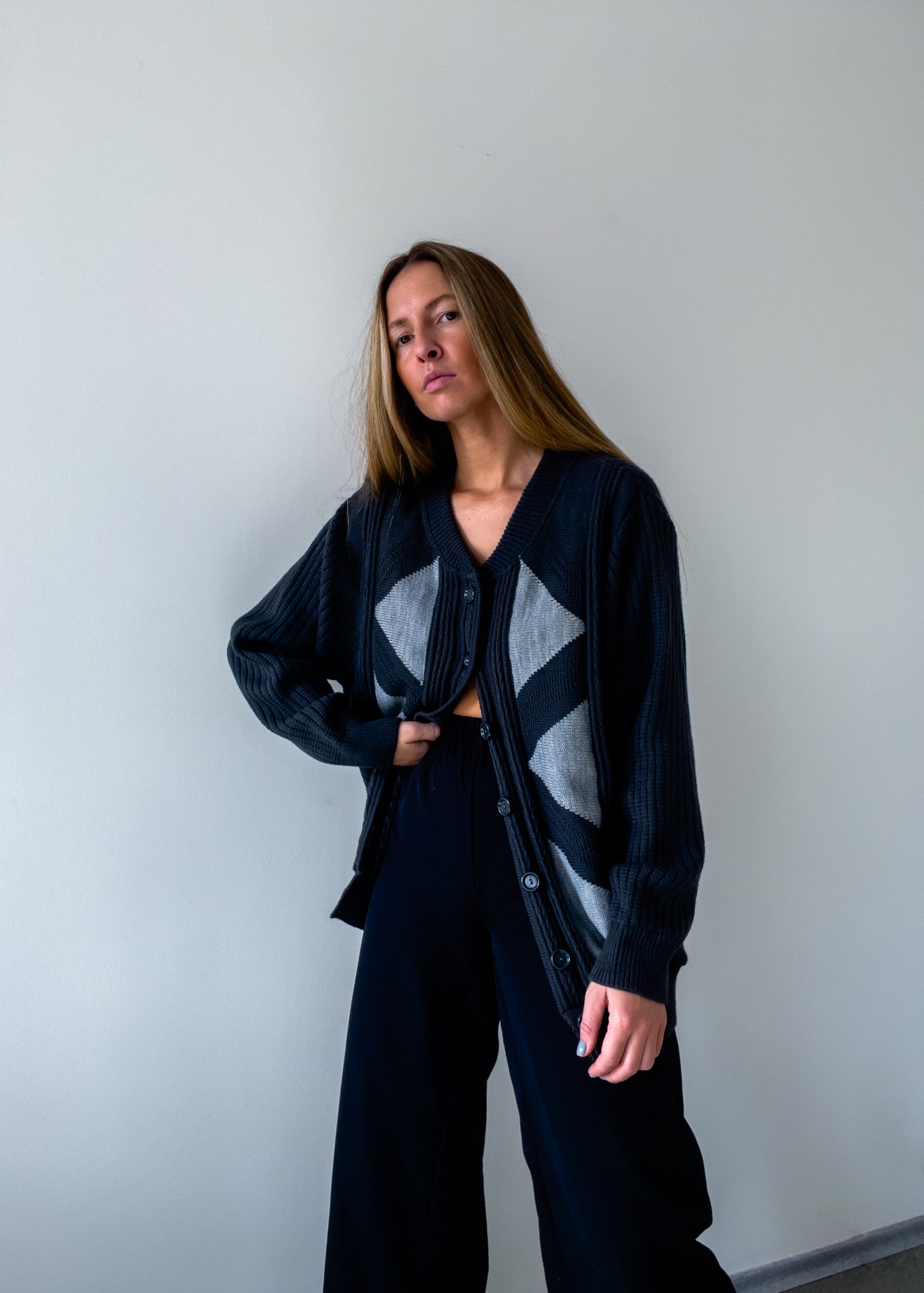 Vintage Grey Oversized Cardigan