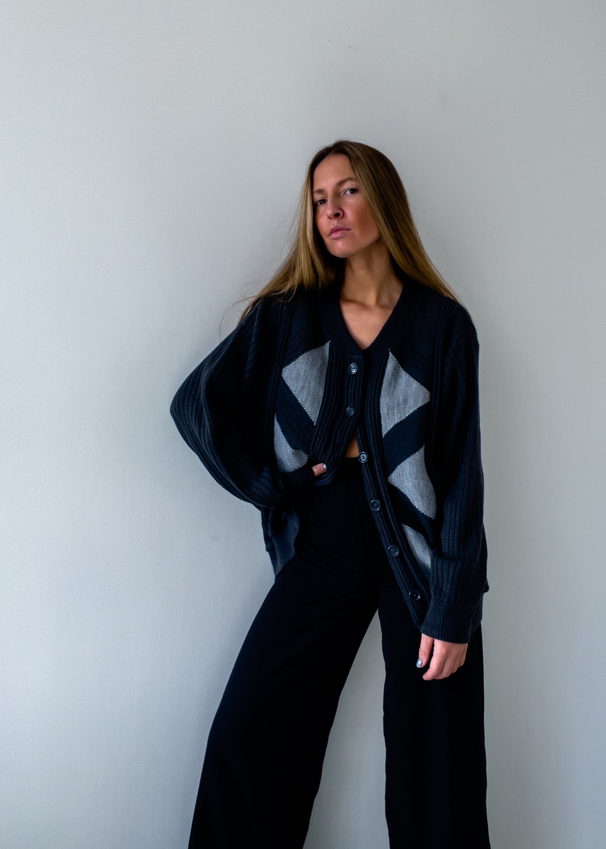 Vintage Grey Oversized Cardigan