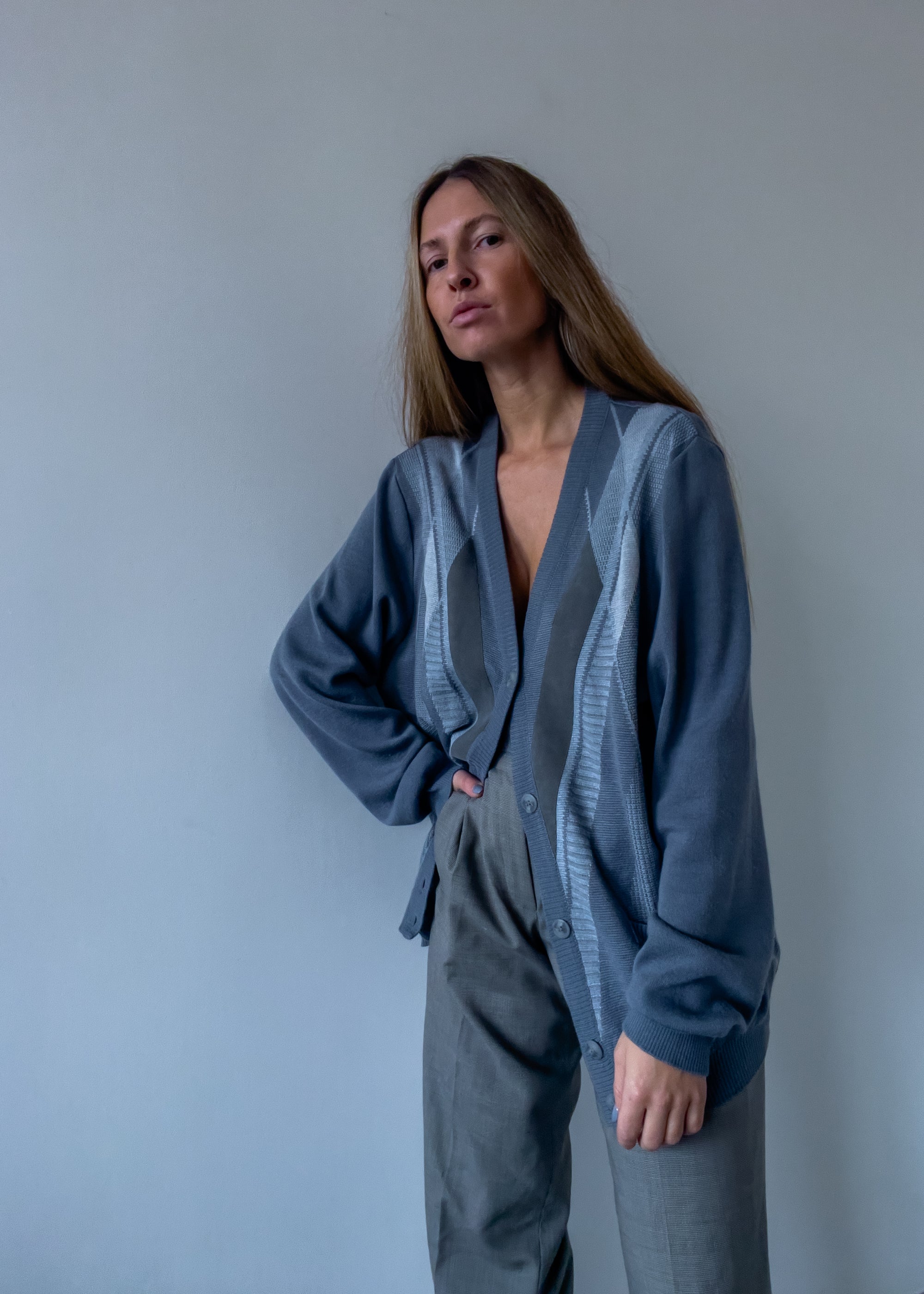 Vintage Grey Oversized Cardigan