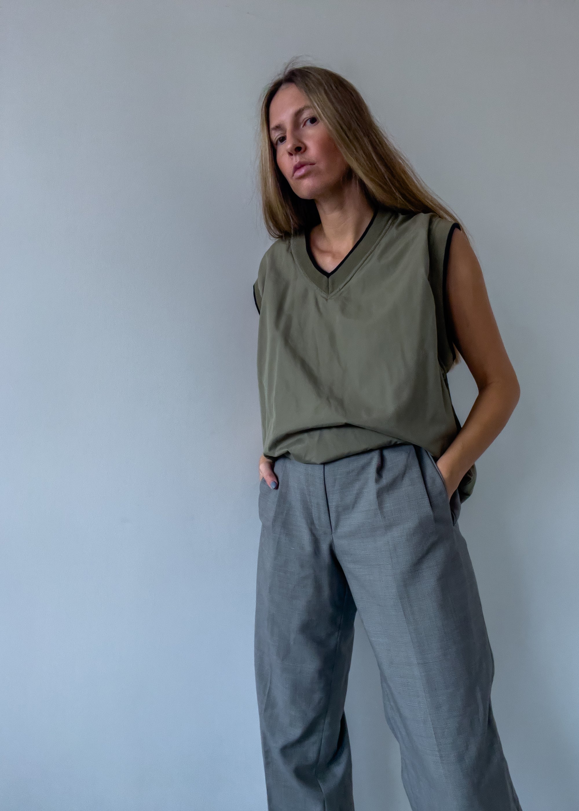 Vintage Green Oversized Vest