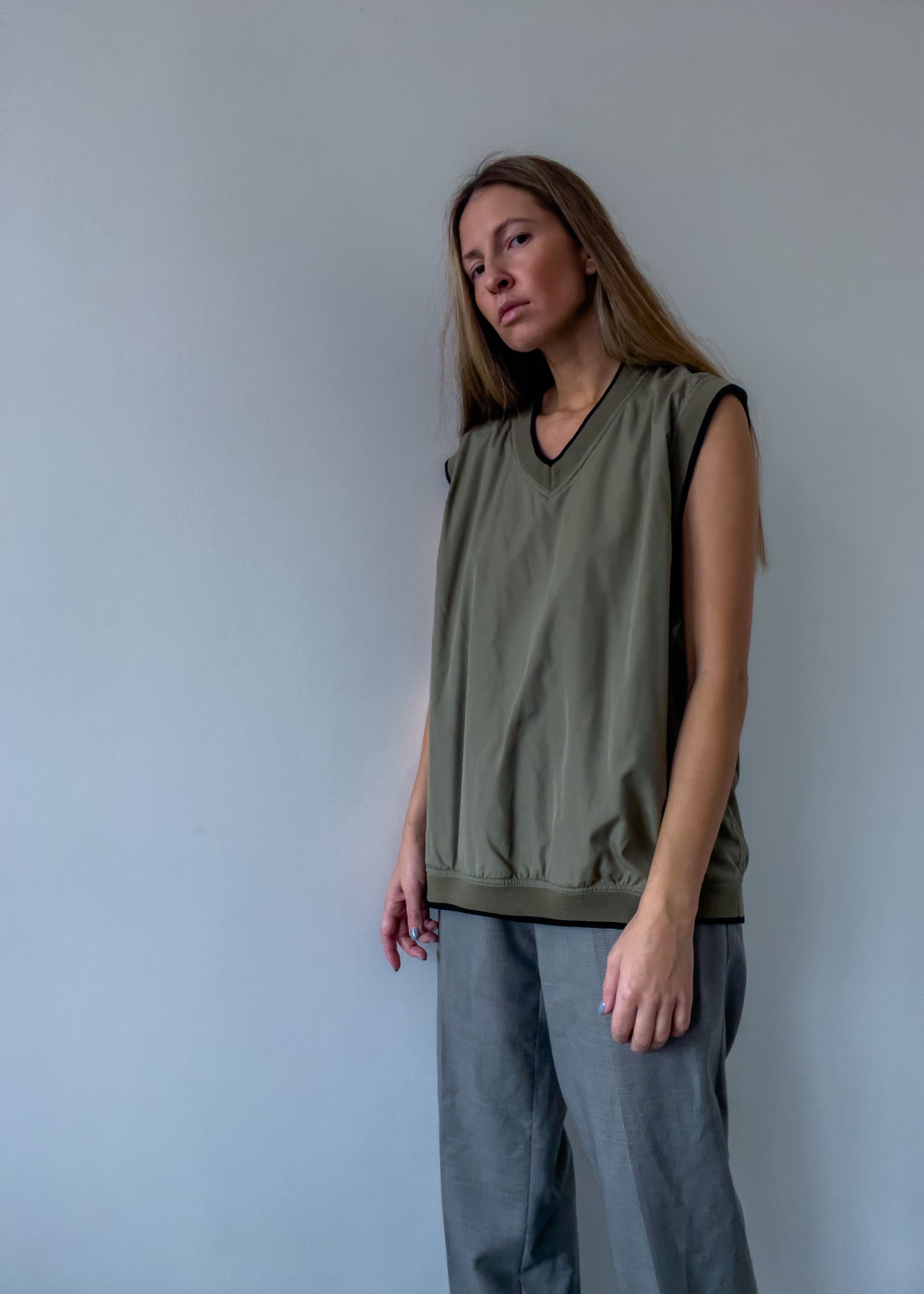 Vintage Green Oversized Vest