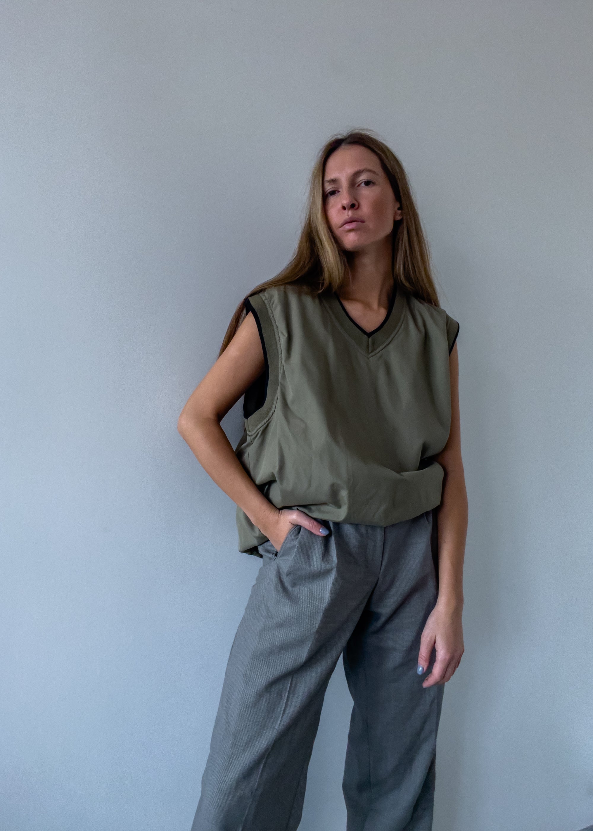 Vintage Green Oversized Vest